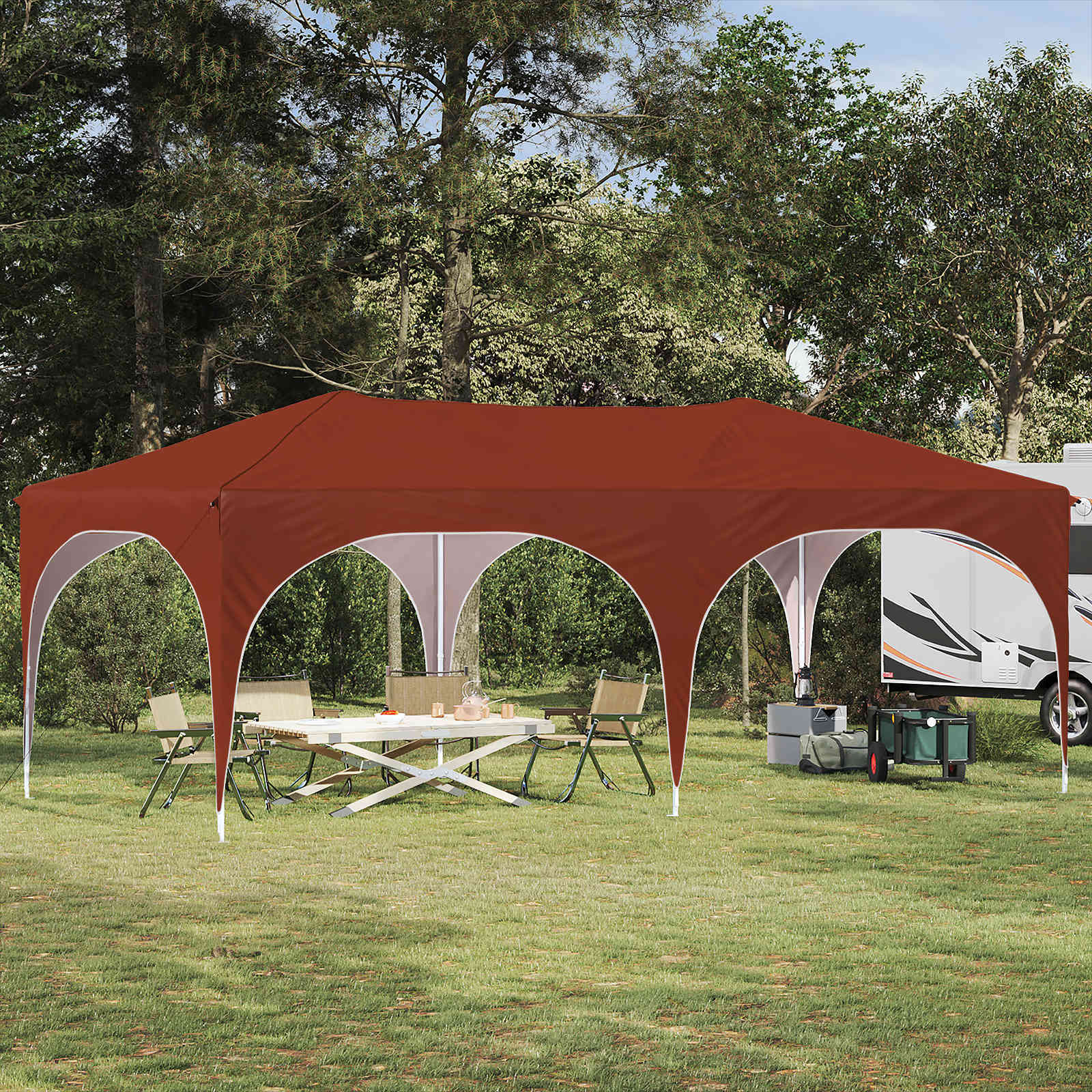 vidaXL Pop-up Partyzelt 575 x 288 x 245 cm Terrakotta Oxford-Stoff