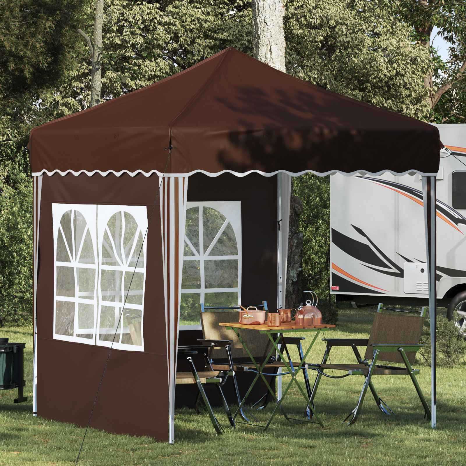 vidaXL Pop-up Partyzelt 195 x 195 x 245 cm Braun Oxford-Stoff