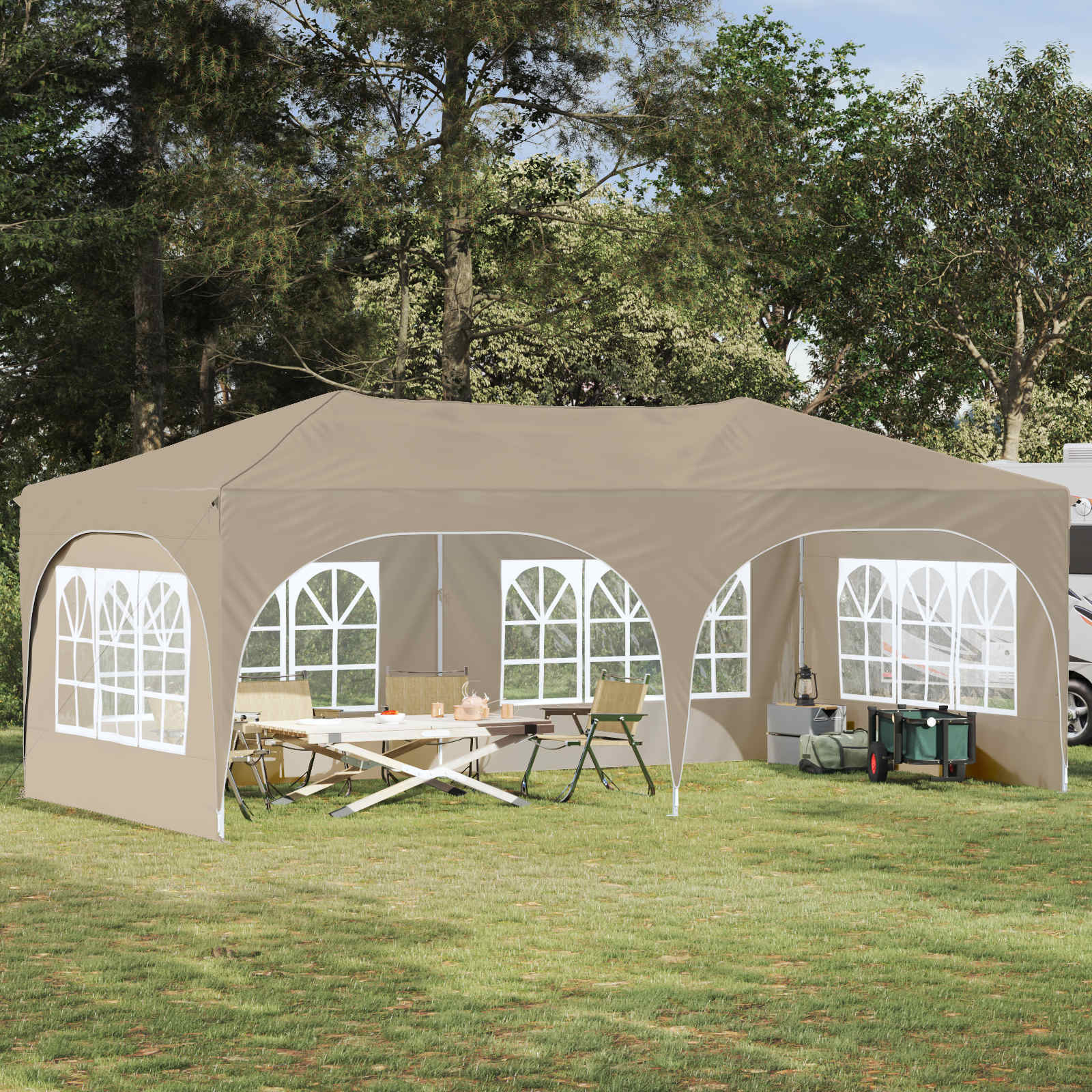 vidaXL Pop-up Partyzelt 575 x 288 x 245 cm Creme Oxford-Stoff