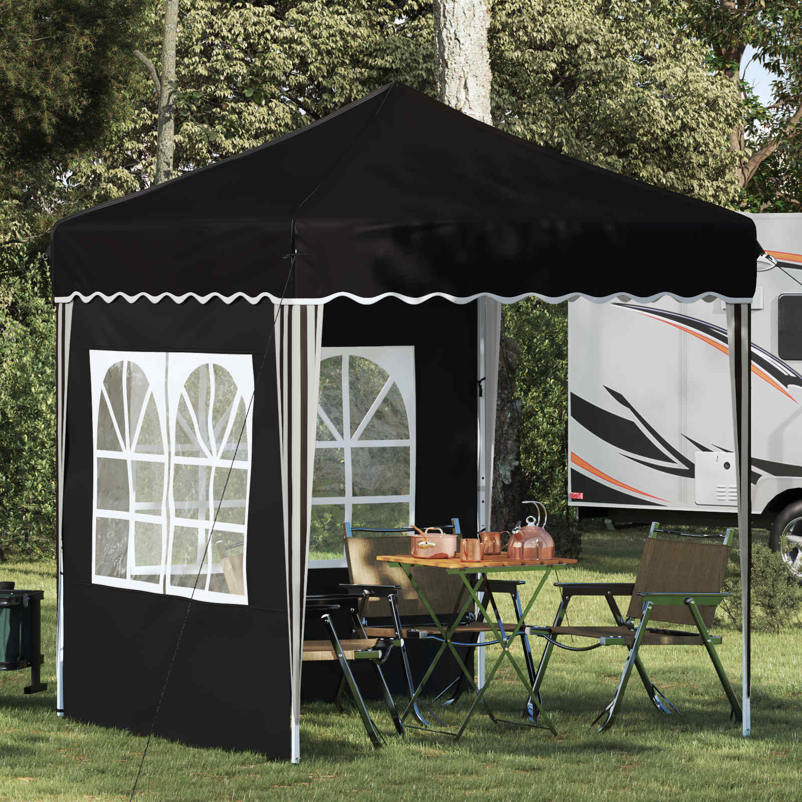 vidaXL Pop-up Partyzelt 195 x 195 x 245 cm Schwarz Oxford-Stoff