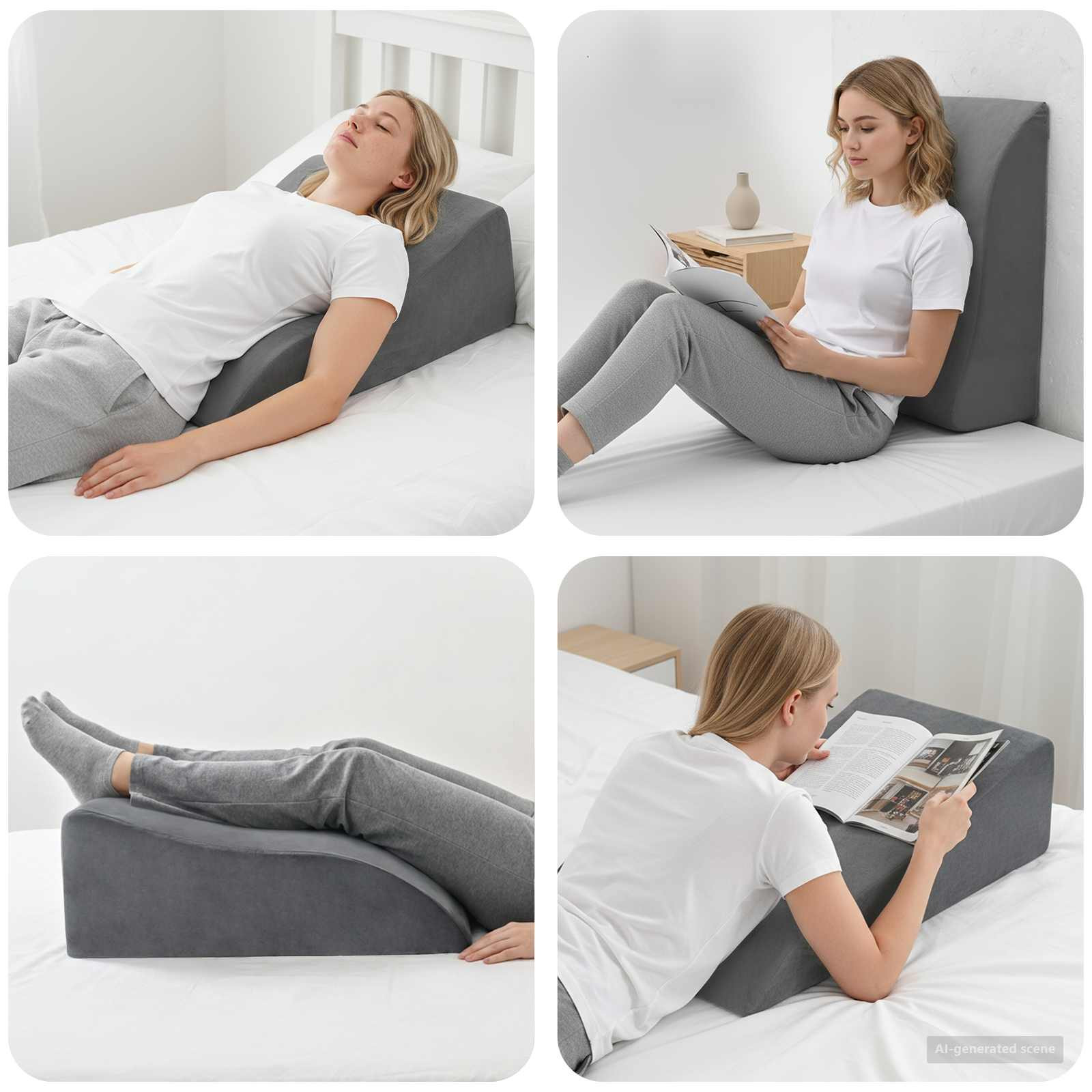 vidaXL Beinkissen Grau 68 x 41 x 21 cm PU-Schaum