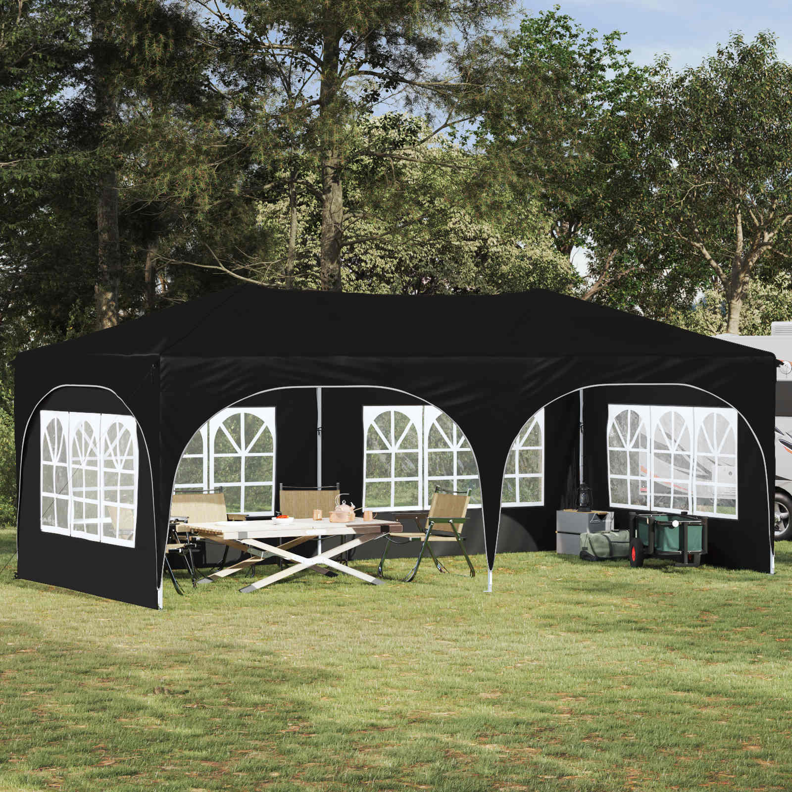 vidaXL Pop-up Partyzelt 575 x 288 x 245 cm Anthrazit Oxford-Stoff