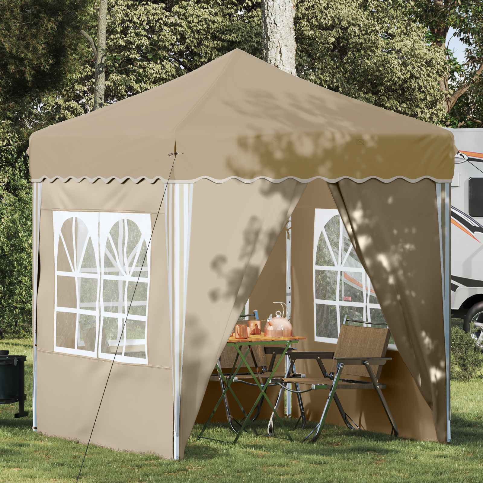vidaXL Pop-up Partyzelt 195 x 195 x 245 cm Creme Oxford-Stoff