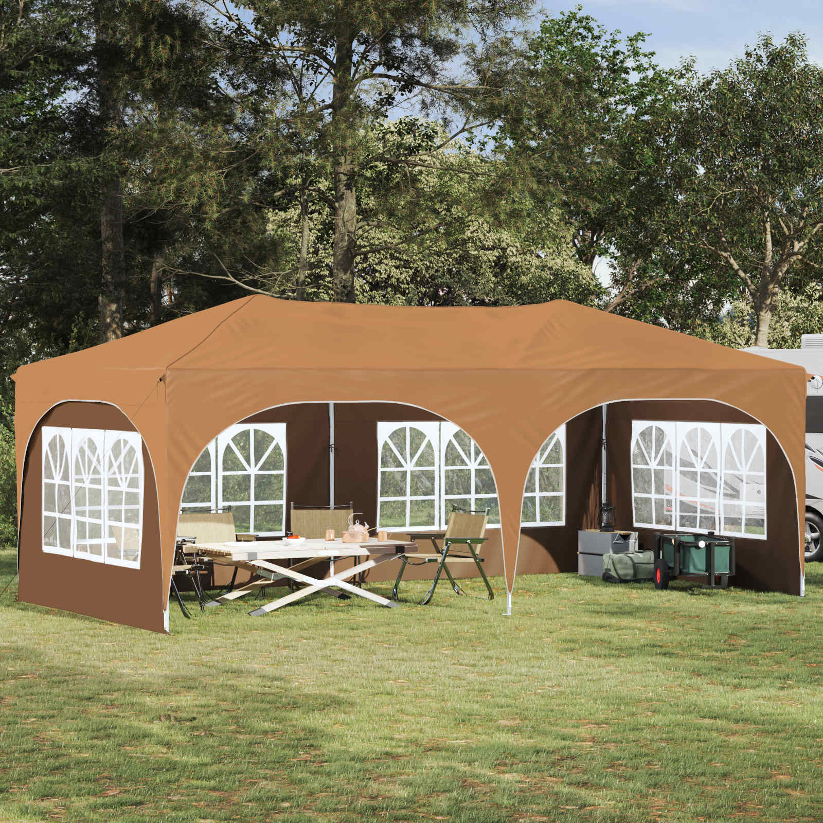 vidaXL Pop-up Partyzelt 575 x 288 x 245 cm Beige Oxford-Stoff