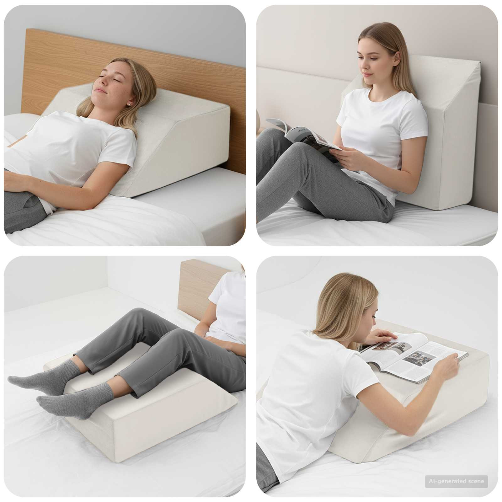 vidaXL Beinkissen Uni Weiß 63 x 52 x 19,5 cm PU-Schaum