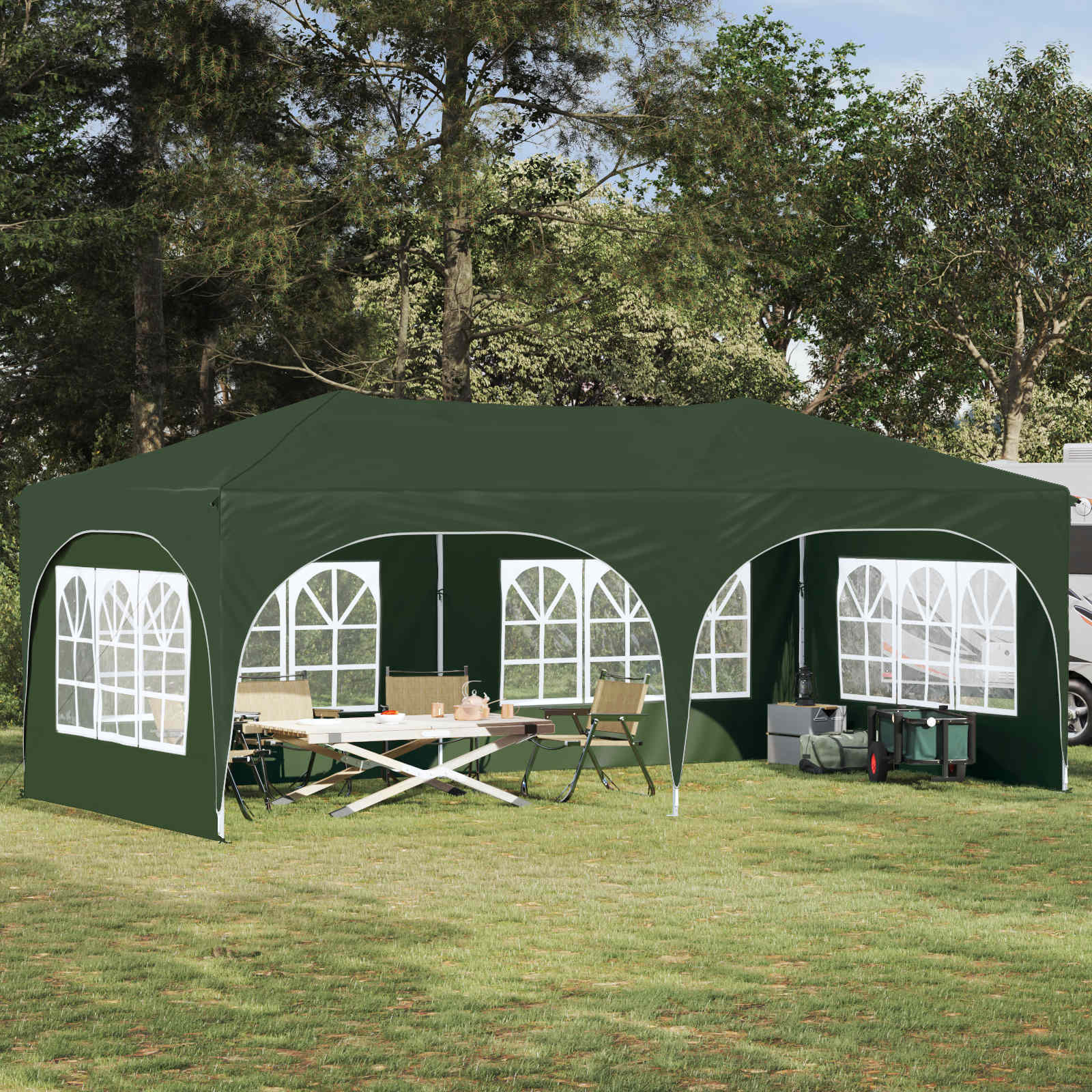 vidaXL Pop-up Partyzelt 575 x 288 x 245 cm Grün Oxford-Stoff