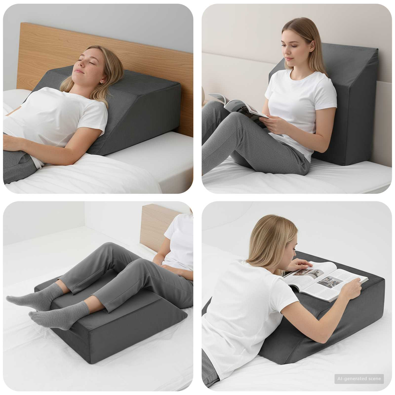 vidaXL Beinkissen Uni Grau 63 x 52 x 19 cm PU-Schaum