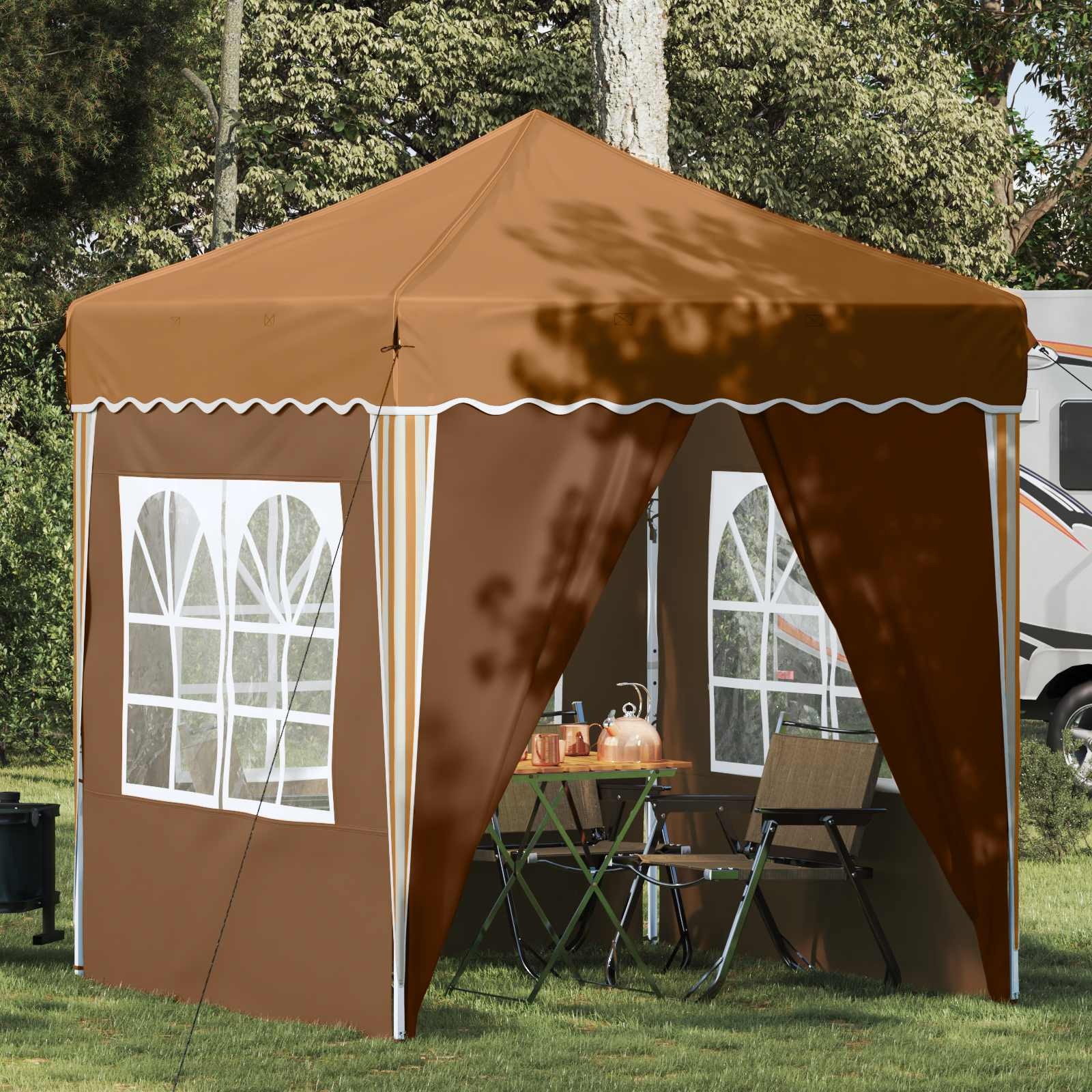 vidaXL Pop-up Partyzelt 195 x 195 x 245 cm Beige Oxford-Stoff