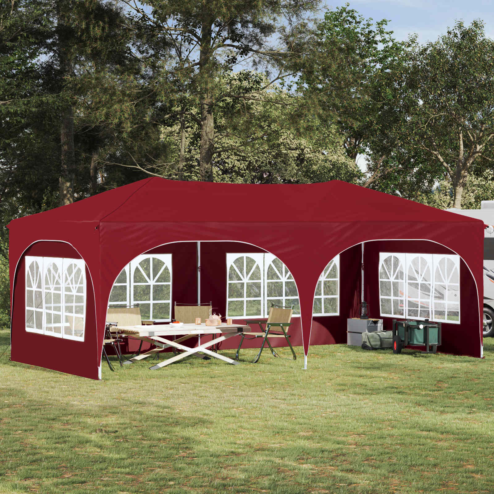 vidaXL Pop-up Partyzelt 575 x 288 x 245 cm Bordeauxrot Oxford-Stoff