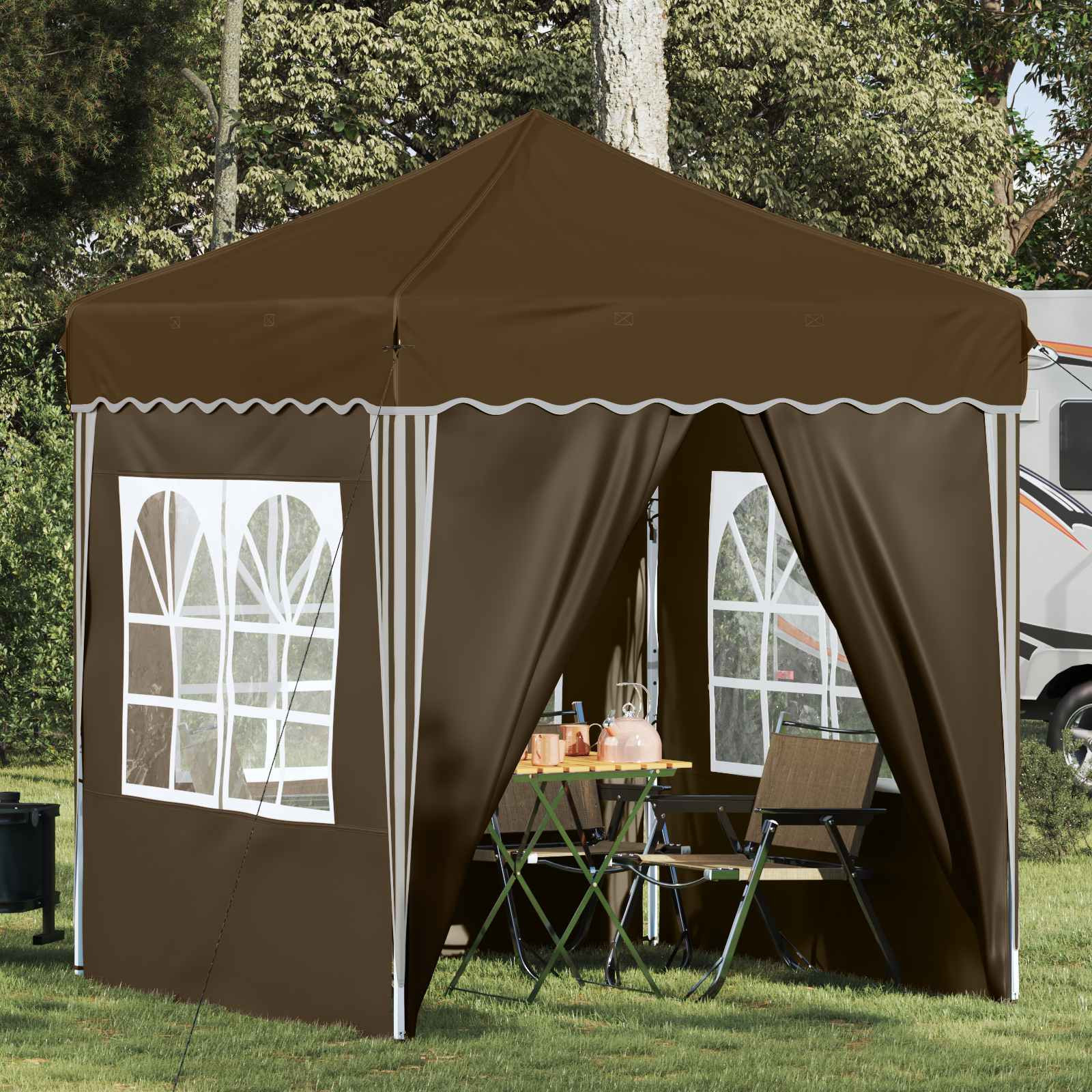 vidaXL Pop-up Partyzelt 195 x 195 x 245 cm Taupe Oxford-Stoff