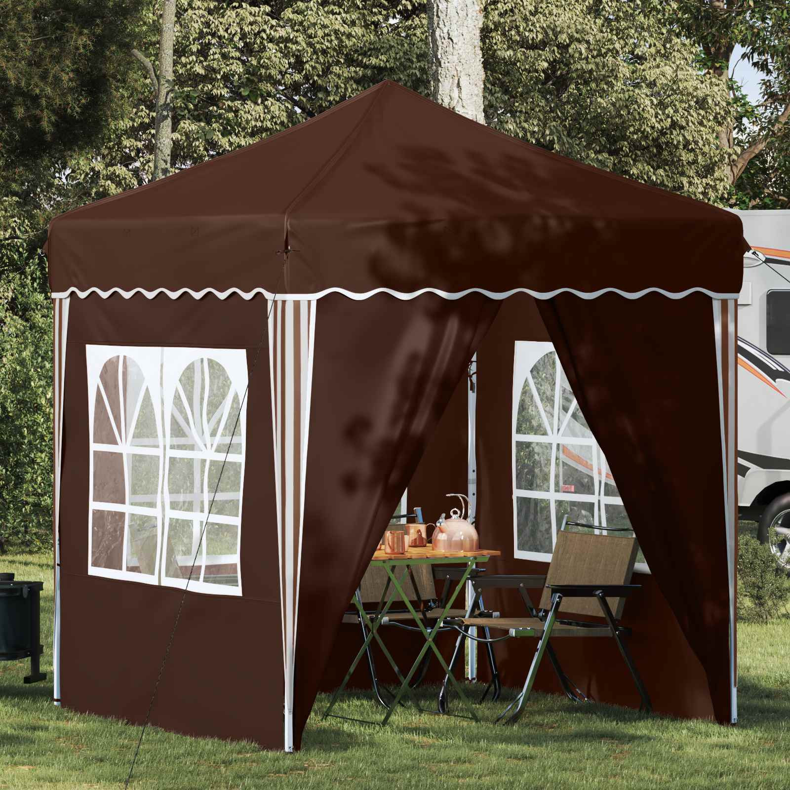 vidaXL Pop-up Partyzelt 195 x 195 x 245 cm Braun Oxford-Stoff