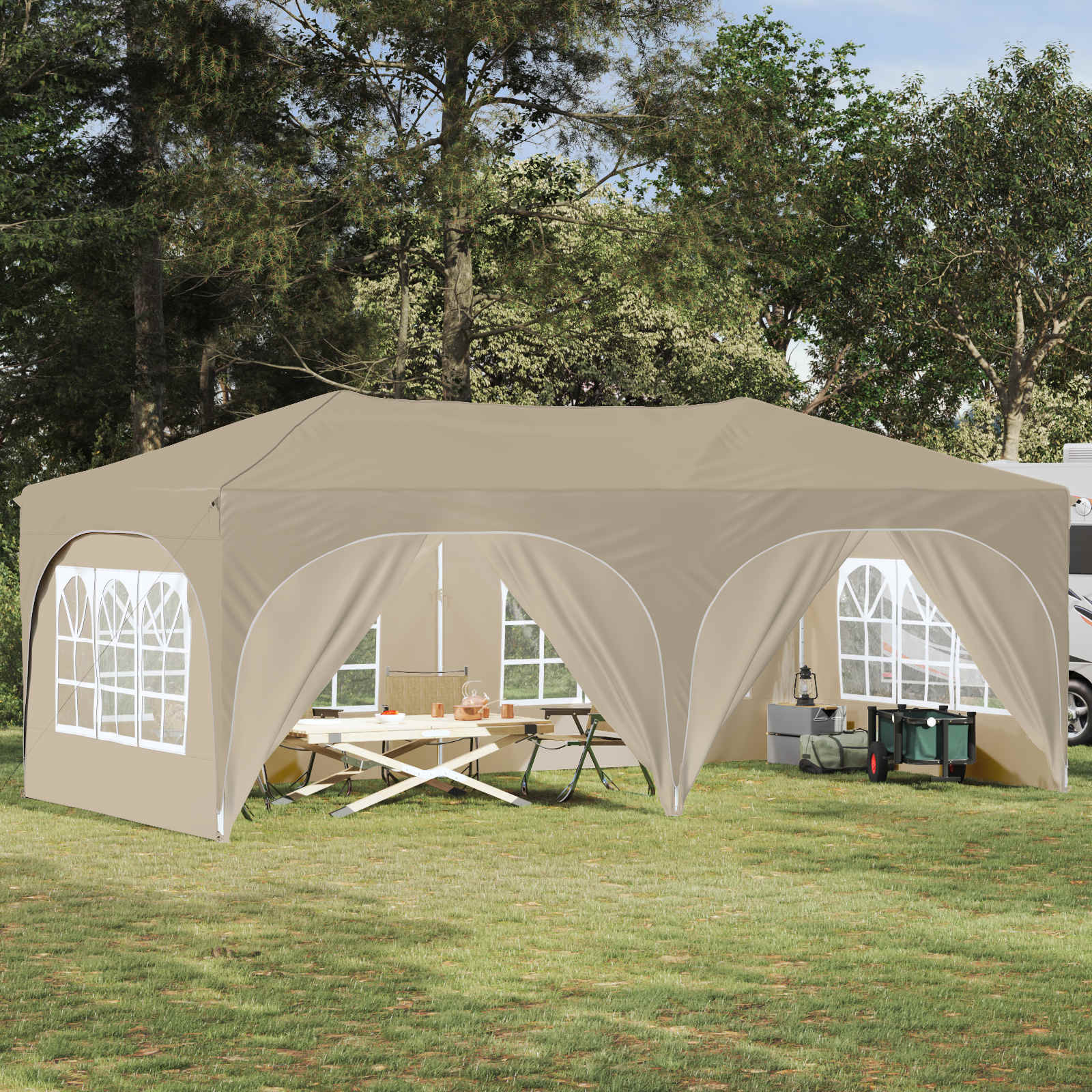 vidaXL Pop-up Partyzelt 575 x 288 x 245 cm Creme Oxford-Stoff