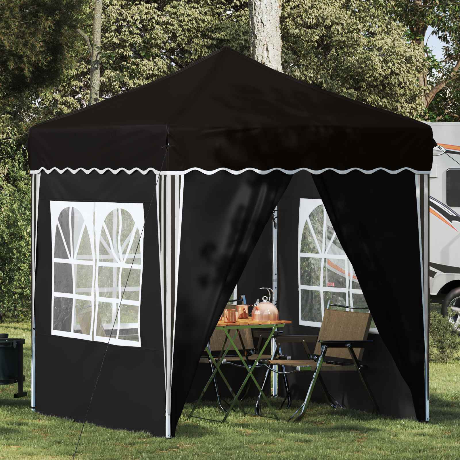 vidaXL Pop-up Partyzelt 195 x 195 x 245 cm Schwarz Oxford-Stoff