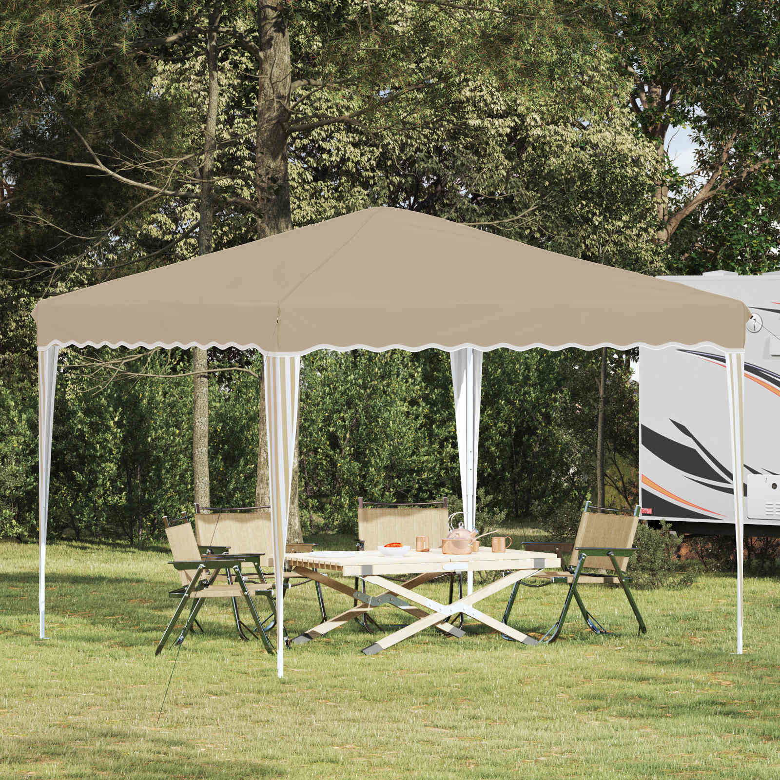 vidaXL Pop-up Partyzelt 288 x 288 x 245 cm Creme Oxford-Stoff
