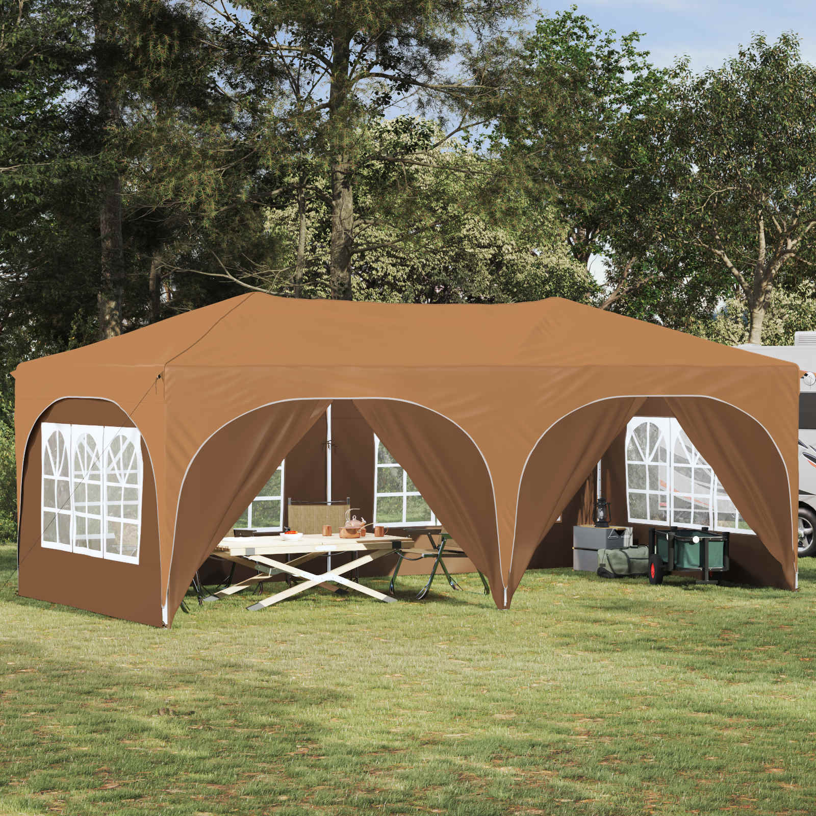 vidaXL Pop-up Partyzelt 575 x 288 x 245 cm Beige Oxford-Stoff