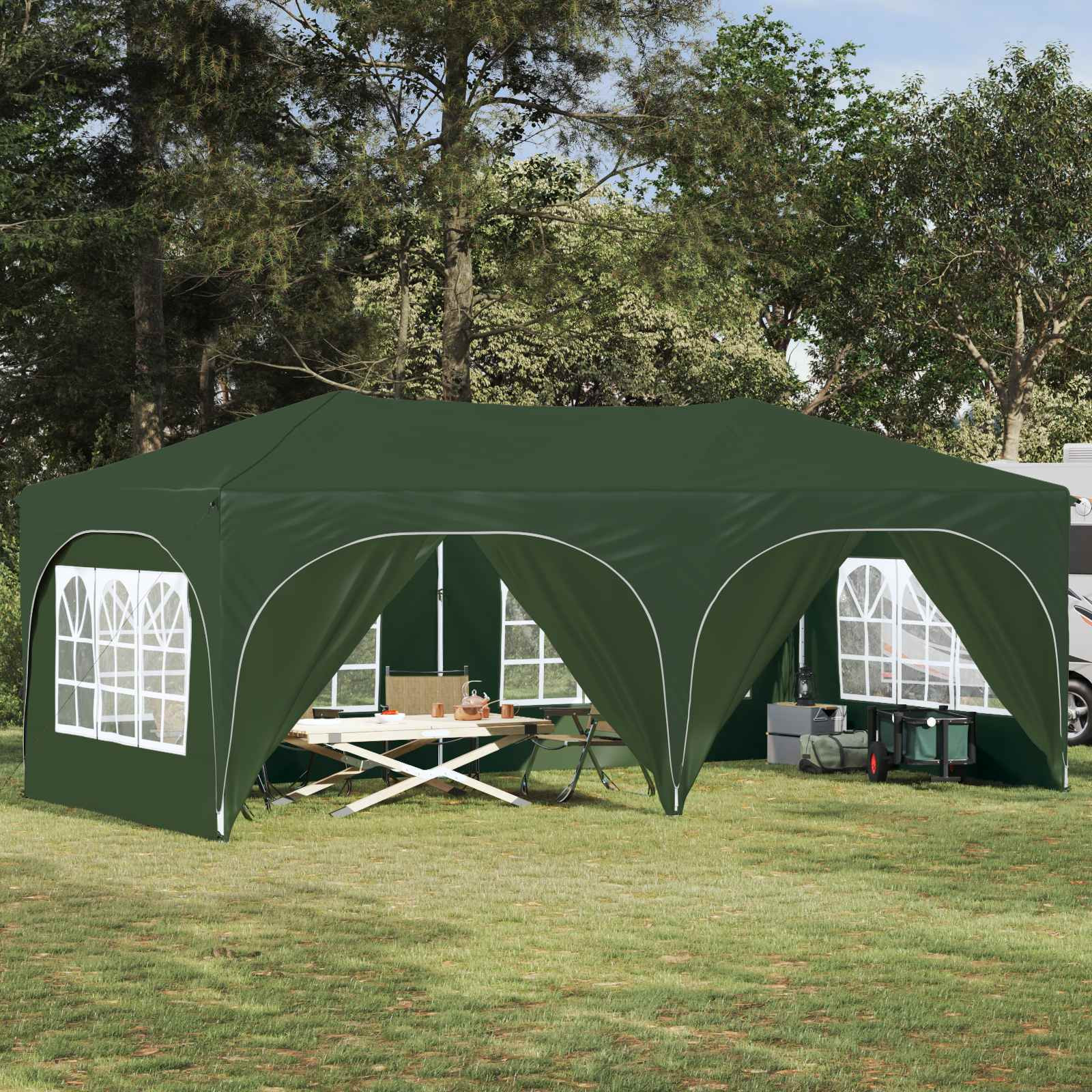 vidaXL Pop-up Partyzelt 575 x 288 x 245 cm Grün Oxford-Stoff