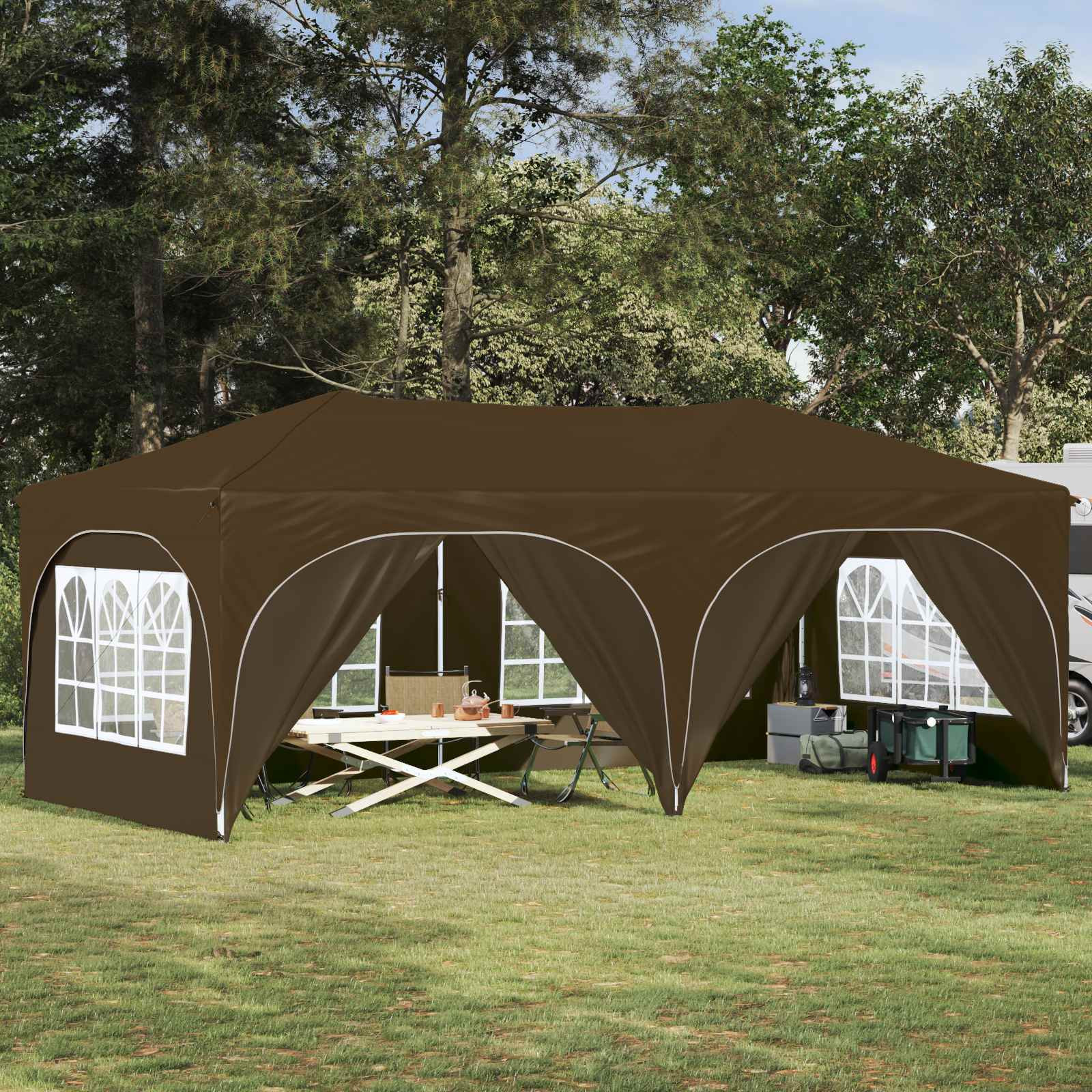 vidaXL Pop-up Partyzelt 575 x 288 x 245 cm Taupe Oxford-Stoff