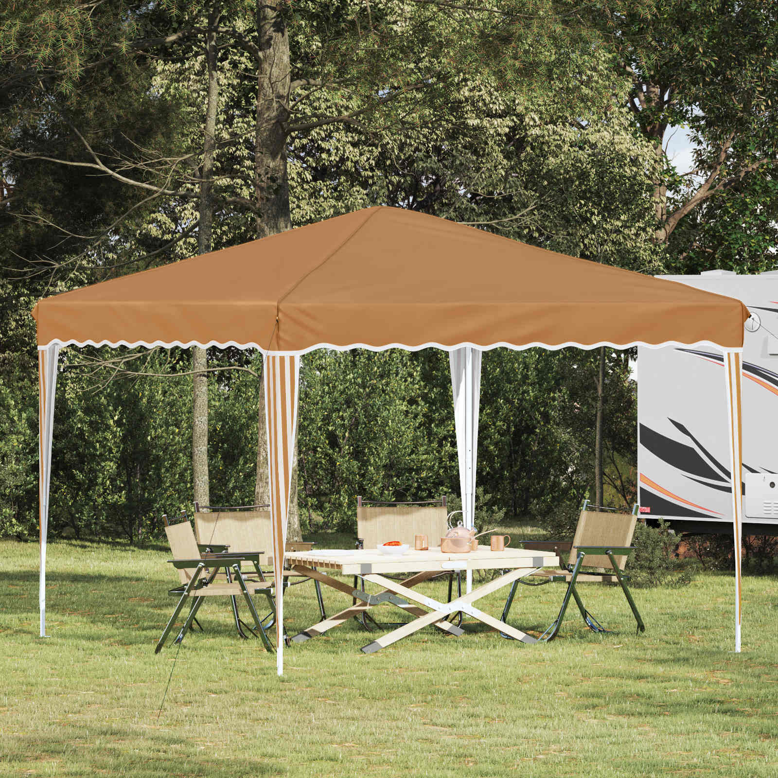 vidaXL Pop-up Partyzelt 288 x 288 x 245 cm Beige Oxford-Stoff
