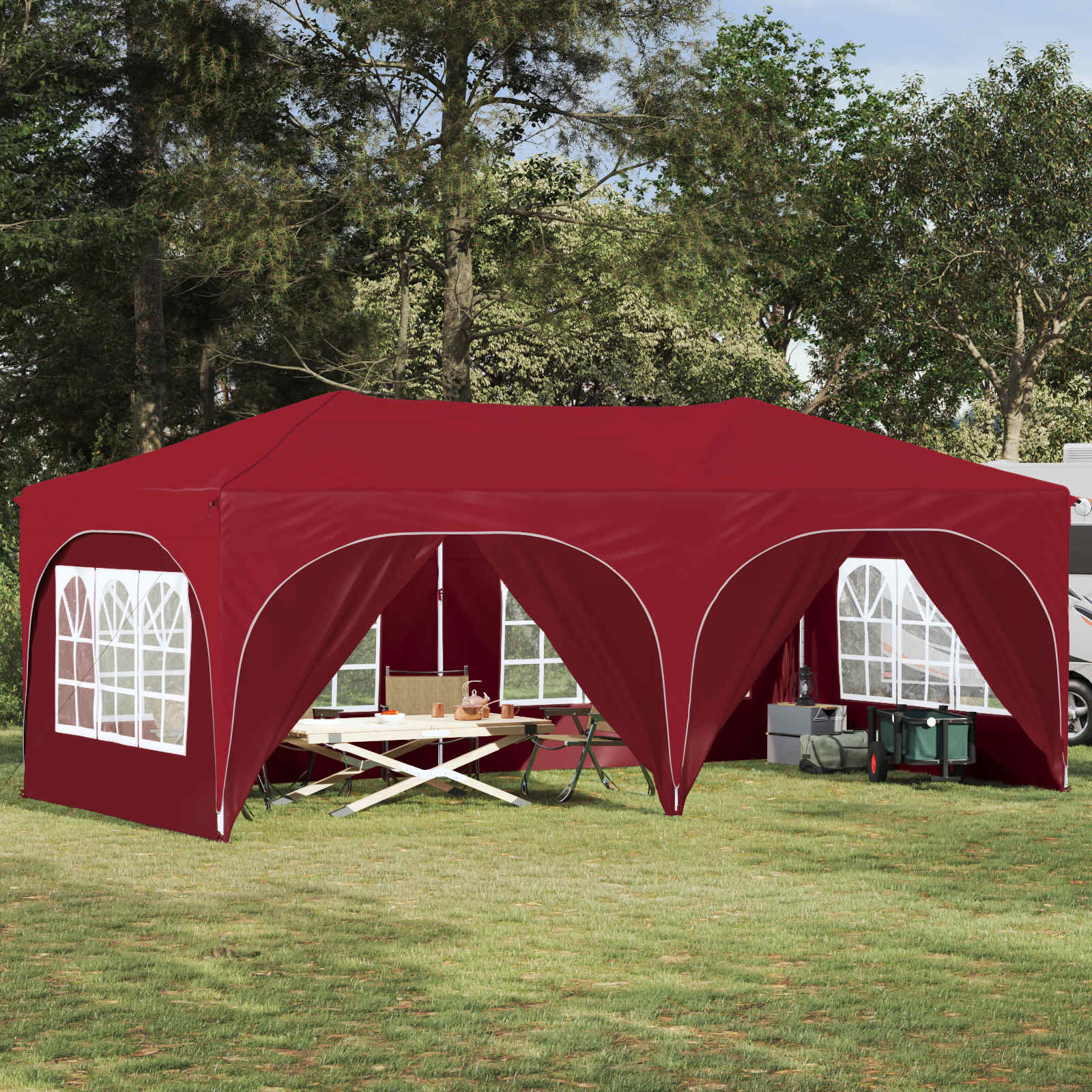 vidaXL Pop-up Partyzelt 575 x 288 x 245 cm Bordeauxrot Oxford-Stoff