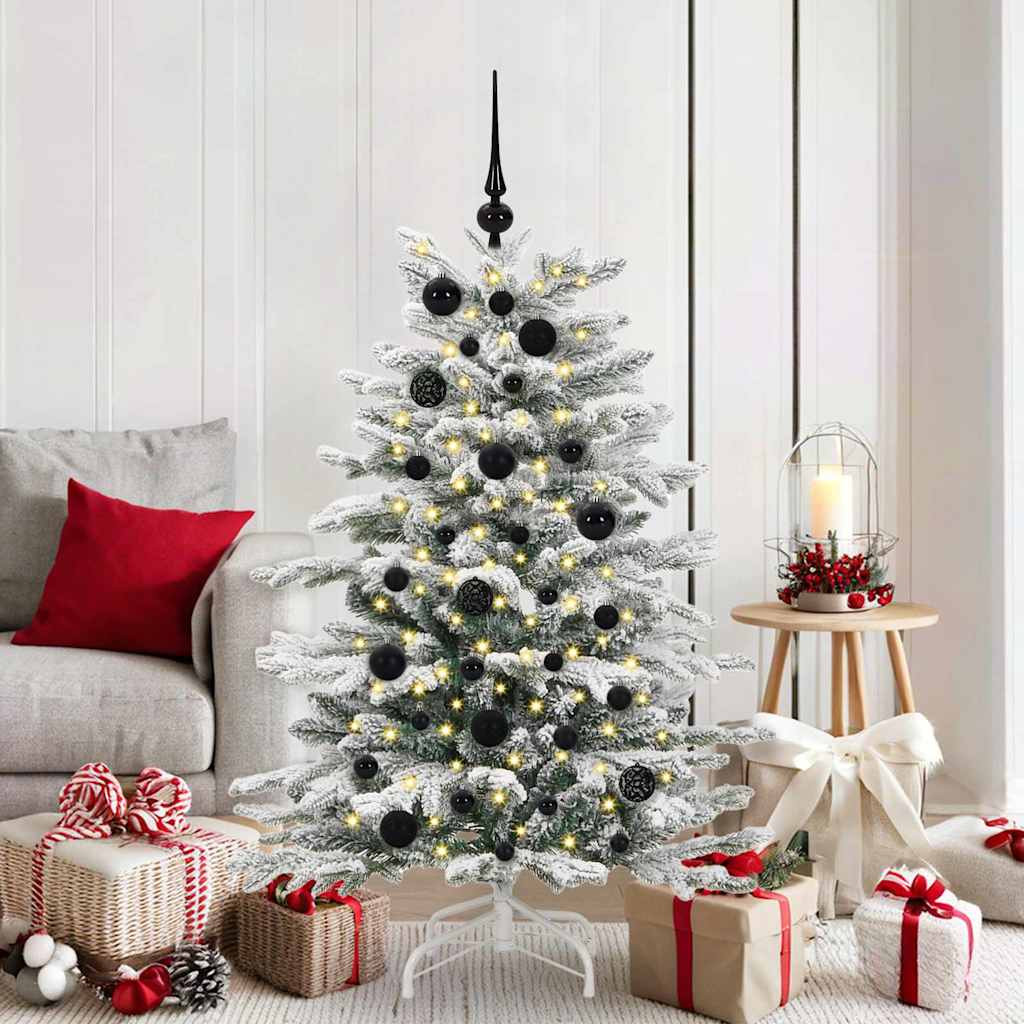 vidaXL Weihnachtskugel-Set mit 150 LEDs 61 pcs Schwarz Kunststoff
