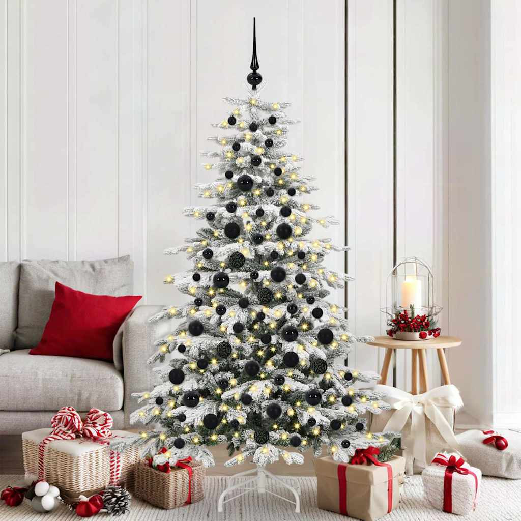 vidaXL Weihnachtskugel-Set mit 300 LEDs 120 pcs Schwarz Kunststoff