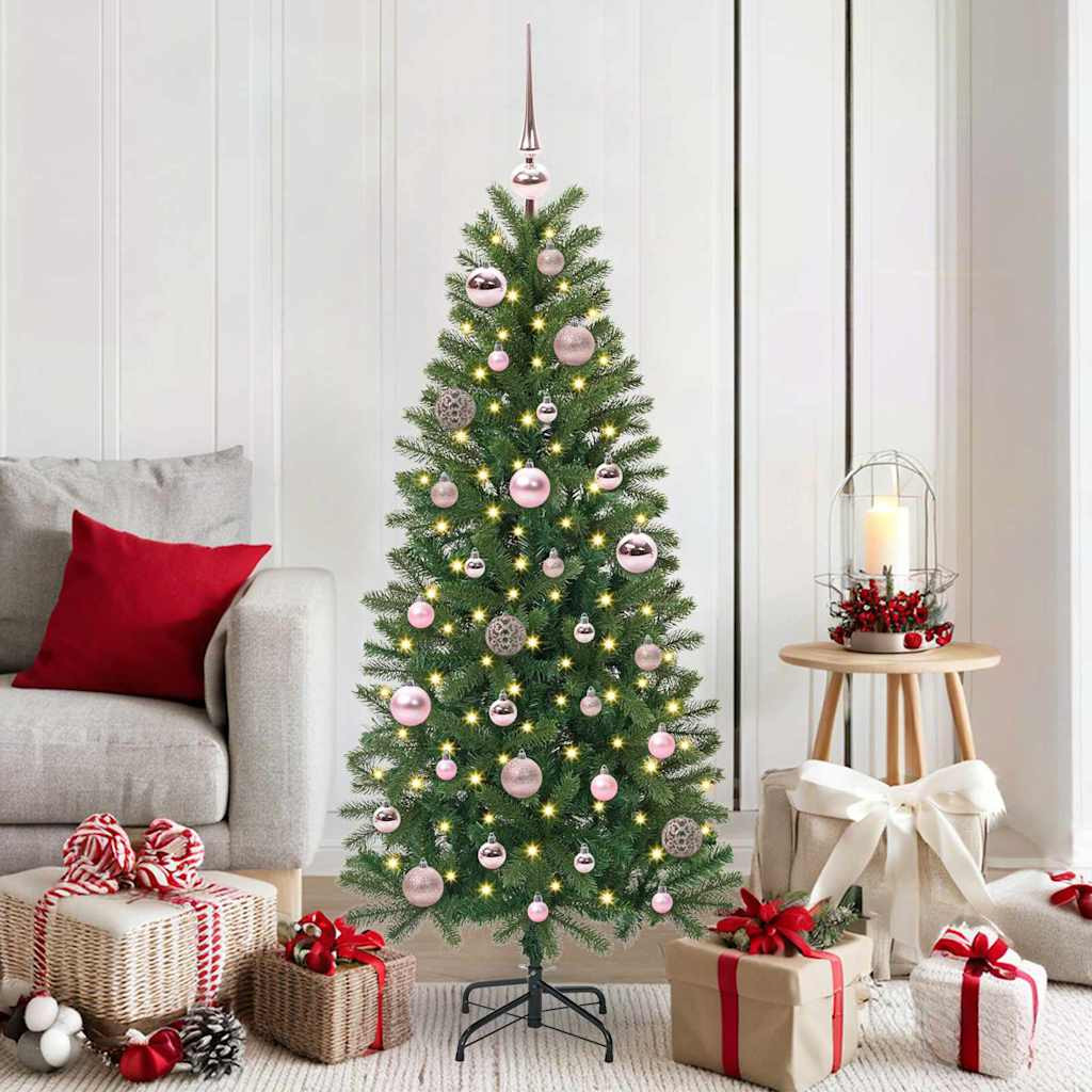 vidaXL Weihnachtskugel-Set mit 150 LEDs 61 pcs Rosa Kunststoff