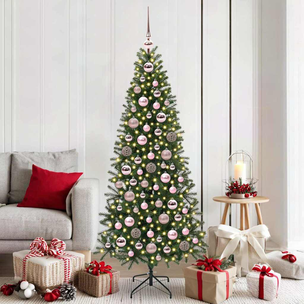 vidaXL Weihnachtskugel-Set mit 300 LEDs 120 pcs Rosa Kunststoff