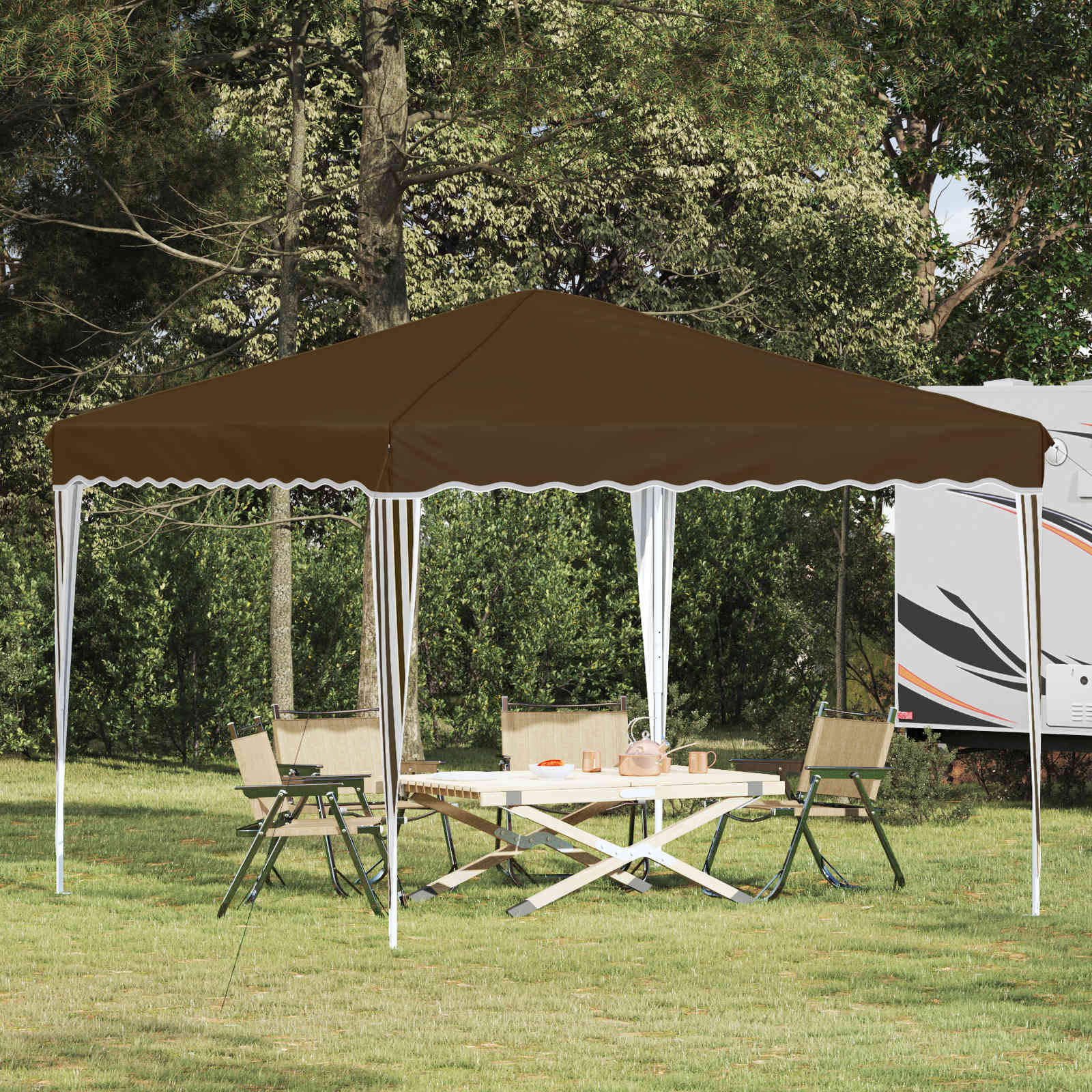 vidaXL Pop-up Partyzelt 288 x 288 x 245 cm Taupe Oxford-Stoff