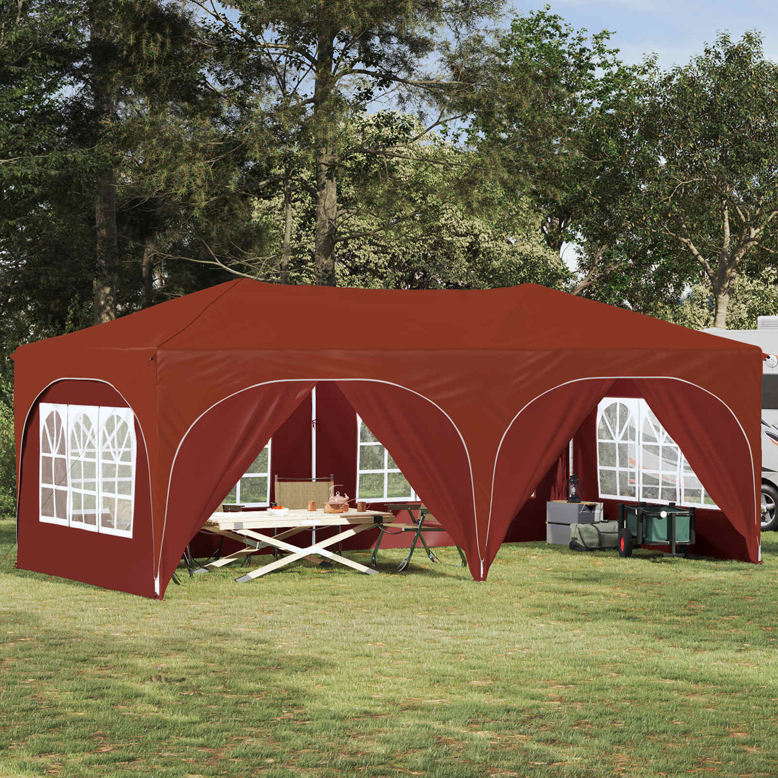 vidaXL Pop-up Partyzelt 575 x 288 x 245 cm Terrakotta Oxford-Stoff