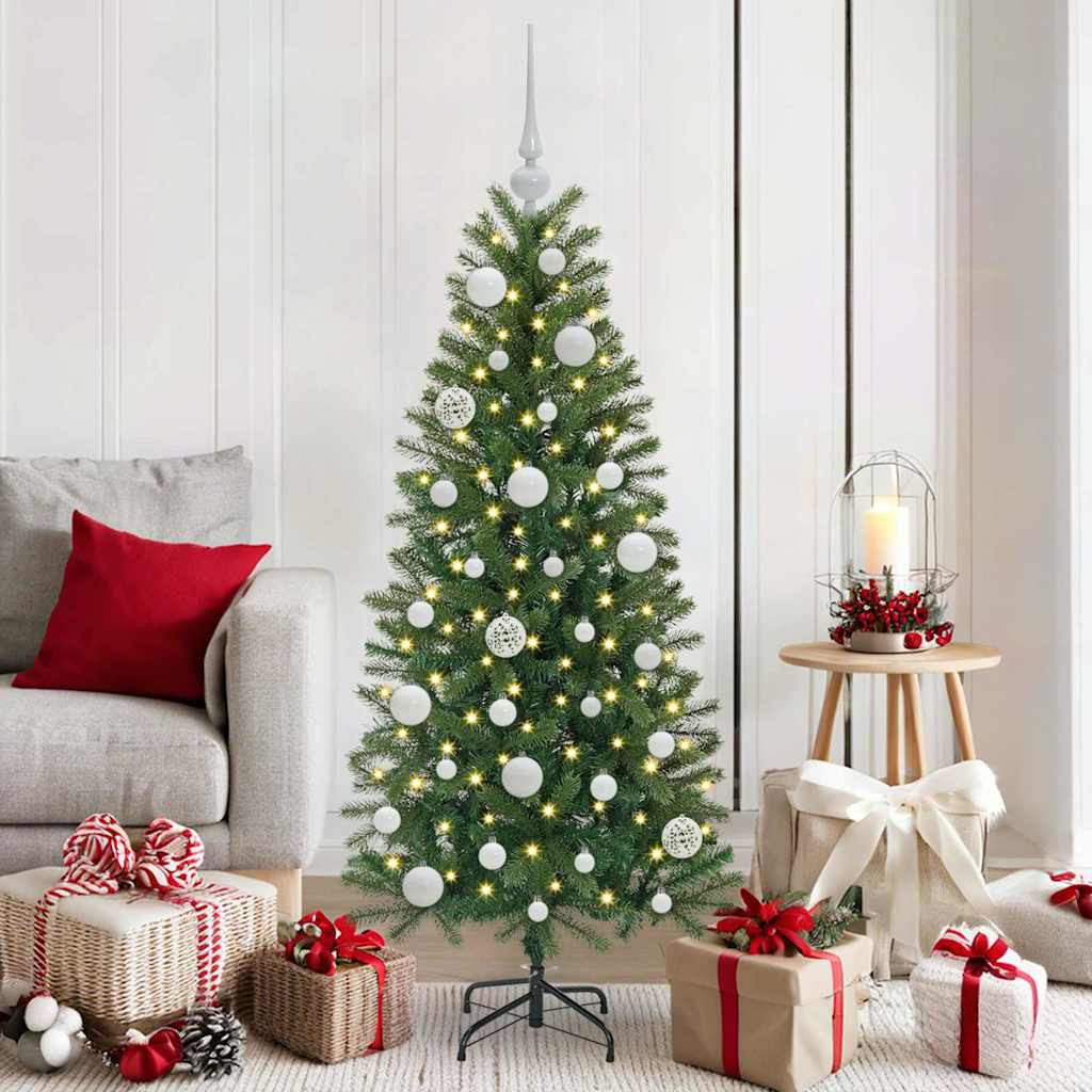 vidaXL Weihnachtskugel-Set mit 150 LEDs 61 pcs Weiß Kunststoff