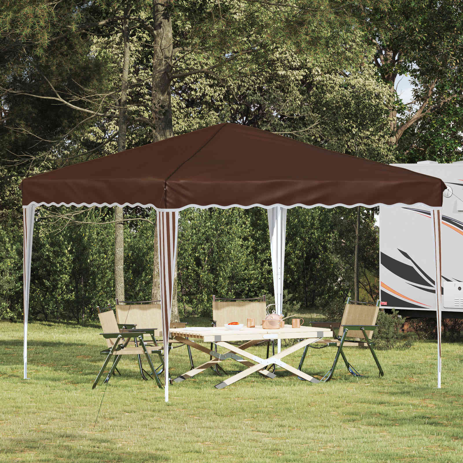 vidaXL Pop-up Partyzelt 288 x 288 x 245 cm Braun Oxford-Stoff