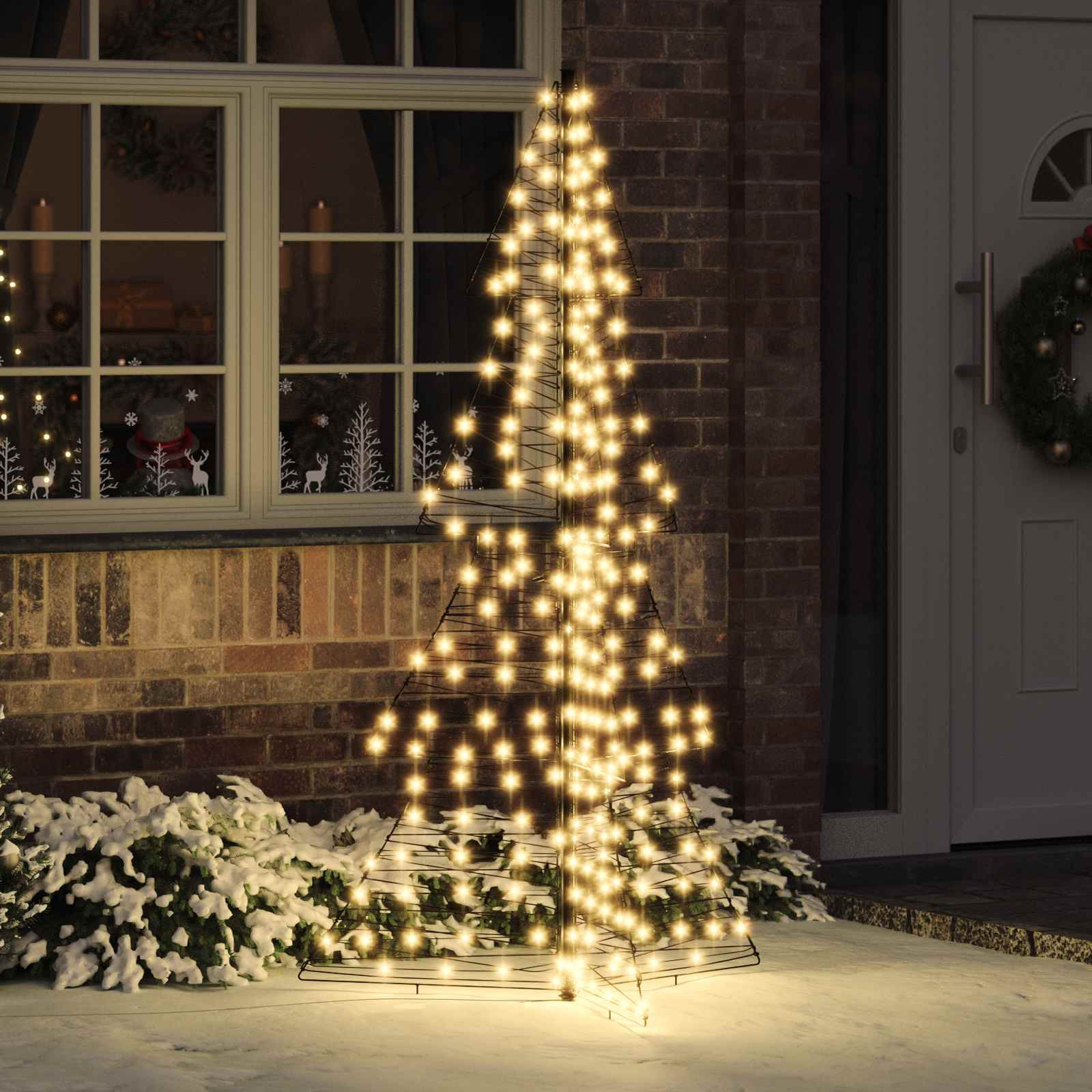 vidaXL Weihnachtsbaum mit 240 LEDs Warmes Weiß 180 cm Rattan