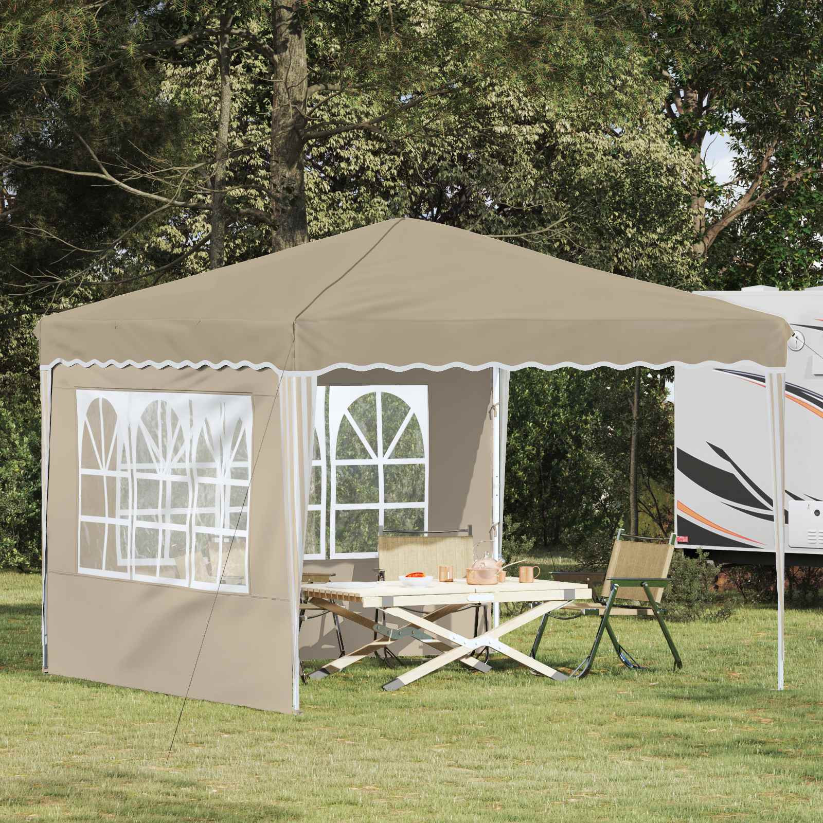 vidaXL Pop-up Partyzelt 288 x 288 x 245 cm Creme Oxford-Stoff