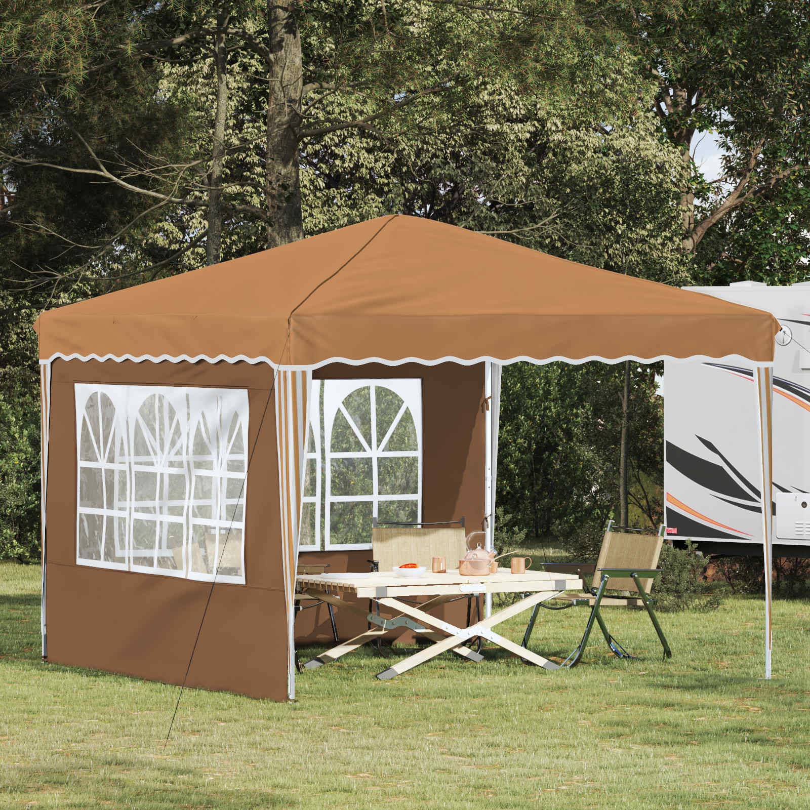 vidaXL Pop-up Partyzelt 288 x 288 x 245 cm Beige Oxford-Stoff