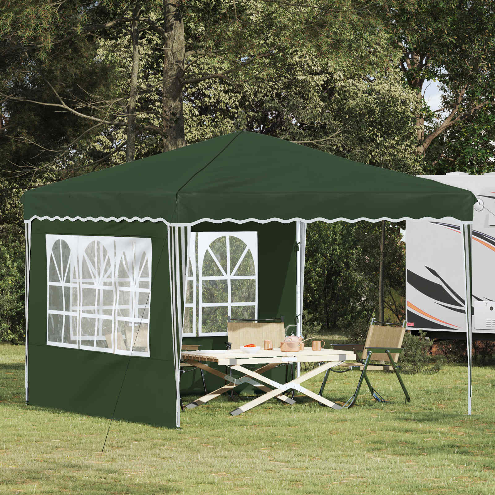 vidaXL Pop-up Partyzelt 288 x 288 x 245 cm Grün Oxford-Stoff