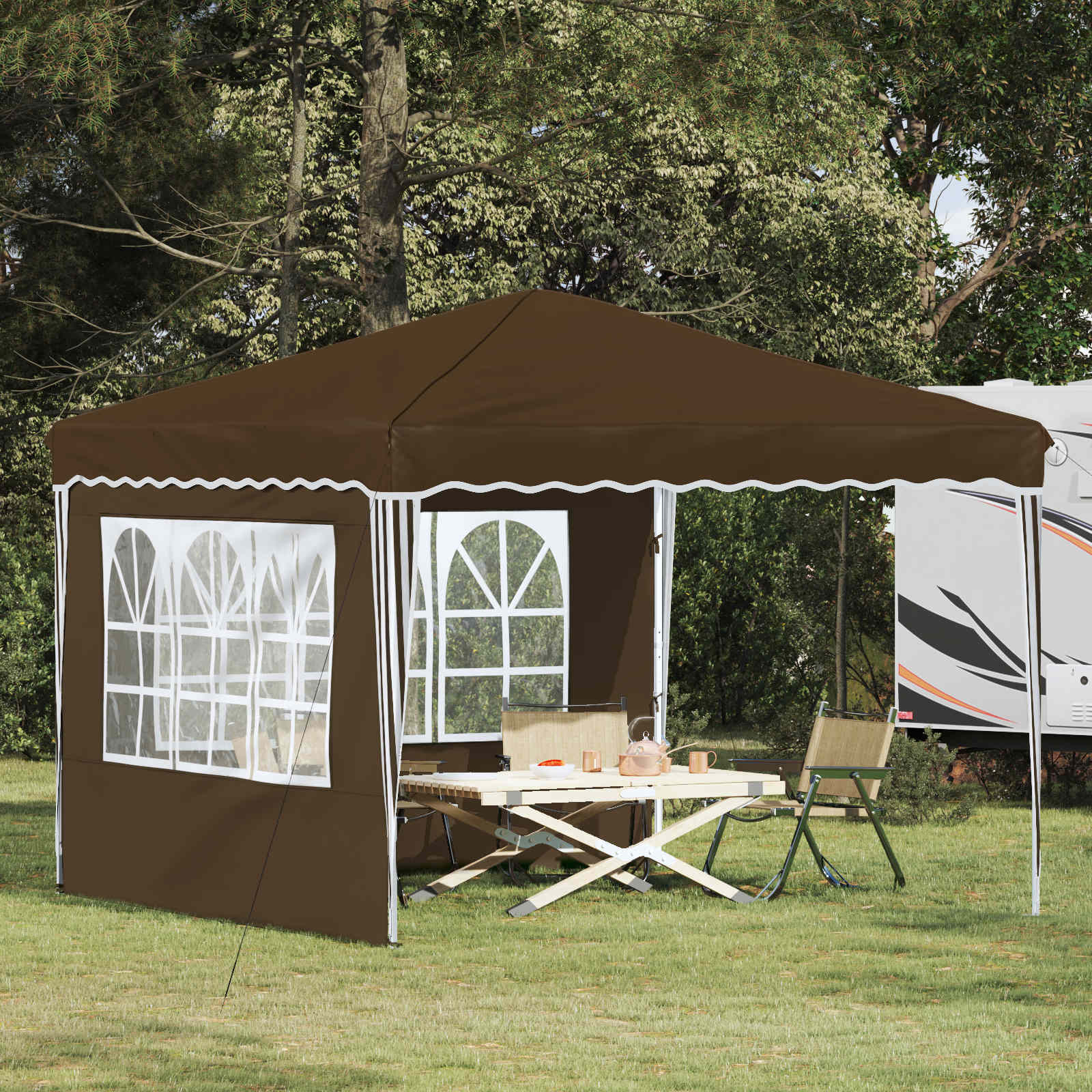 vidaXL Pop-up Partyzelt 288 x 288 x 245 cm Taupe Oxford-Stoff