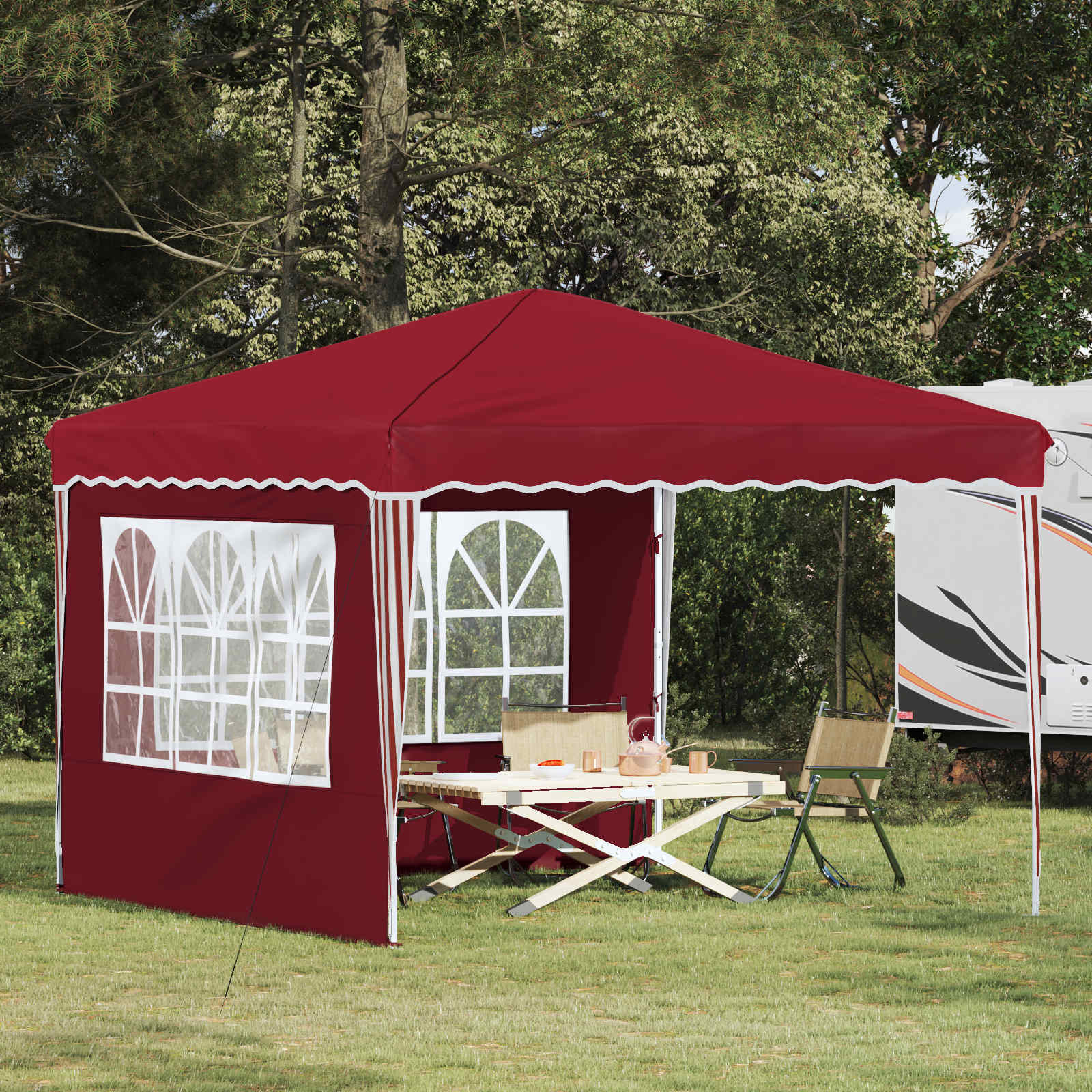 vidaXL Pop-up Partyzelt 288 x 288 x 245 cm Bordeauxrot Oxford-Stoff