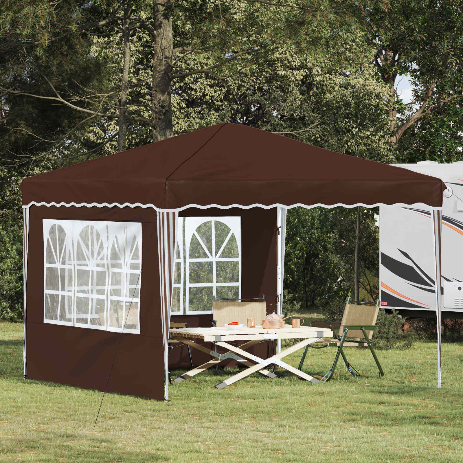 vidaXL Pop-up Partyzelt 288 x 288 x 245 cm Braun Oxford-Stoff