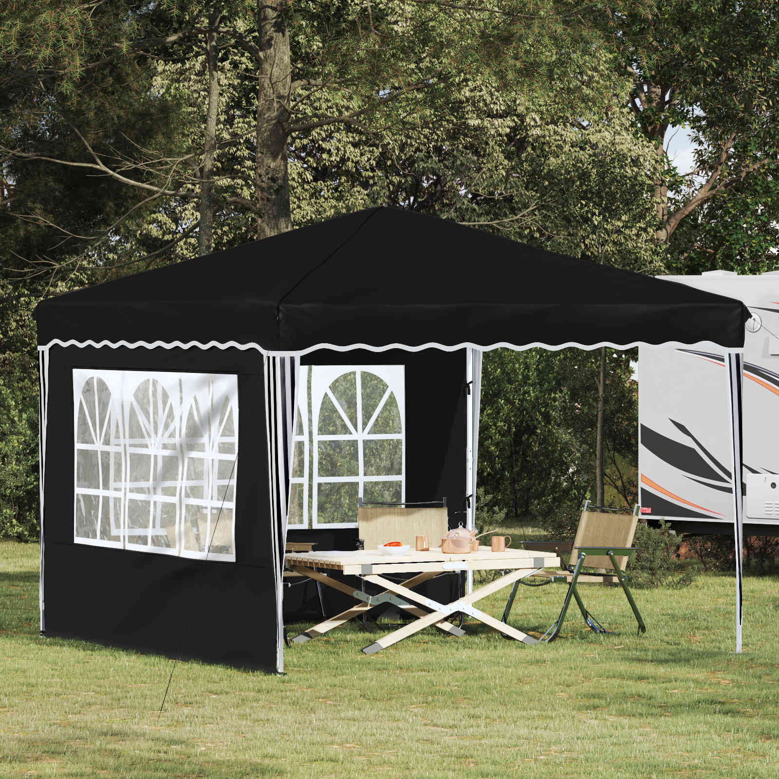 vidaXL Pop-up Partyzelt 288 x 288 x 245 cm Schwarz Oxford-Stoff
