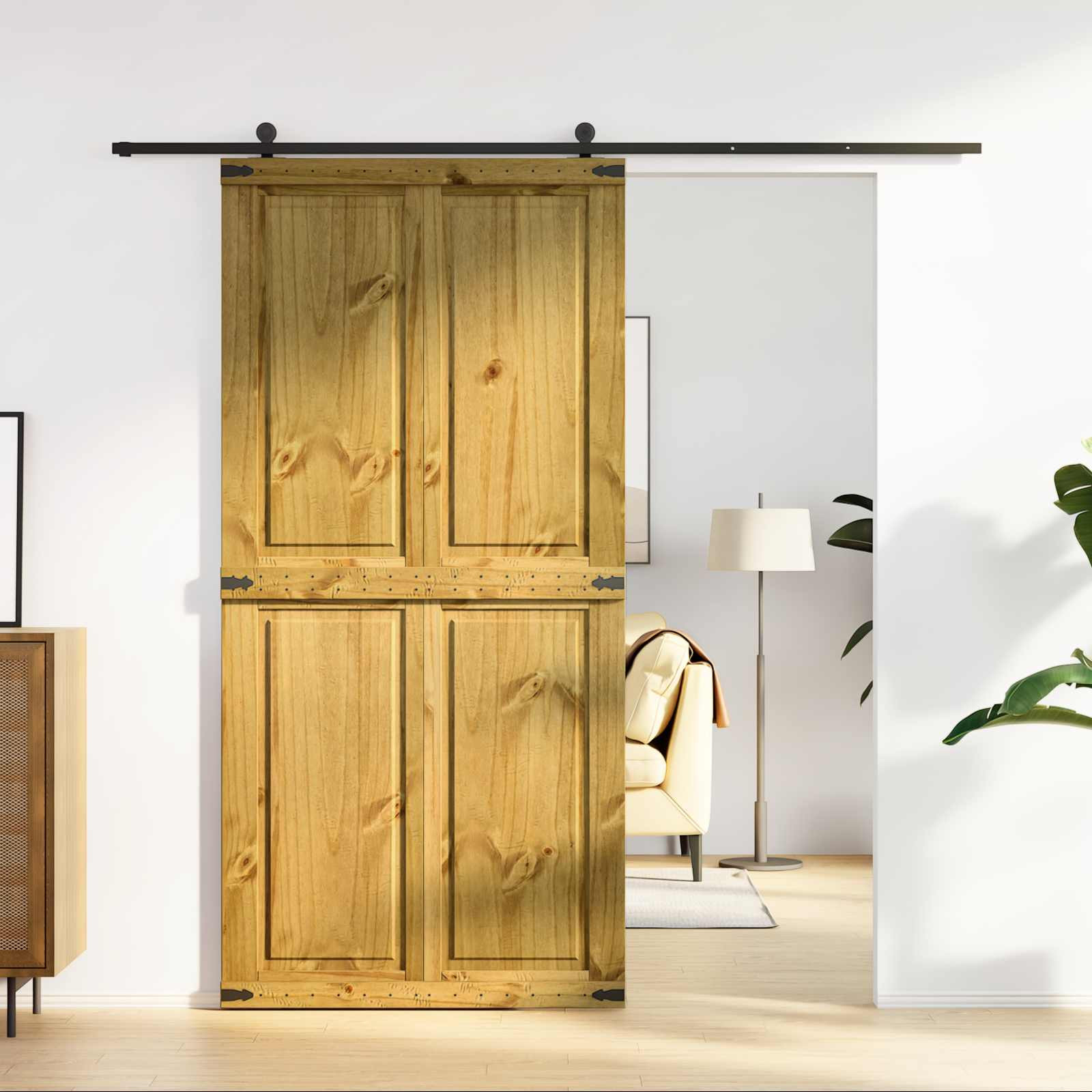 vidaXL Scheunentür Corona Honigbraun 100 x 210 cm Massives Kiefernholz