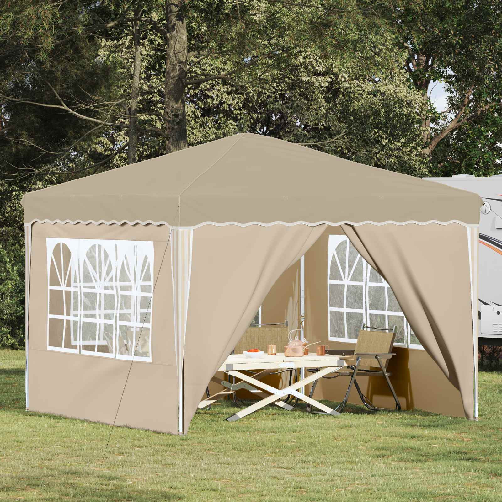 vidaXL Pop-up Partyzelt 288 x 288 x 245 cm Creme Oxford-Stoff