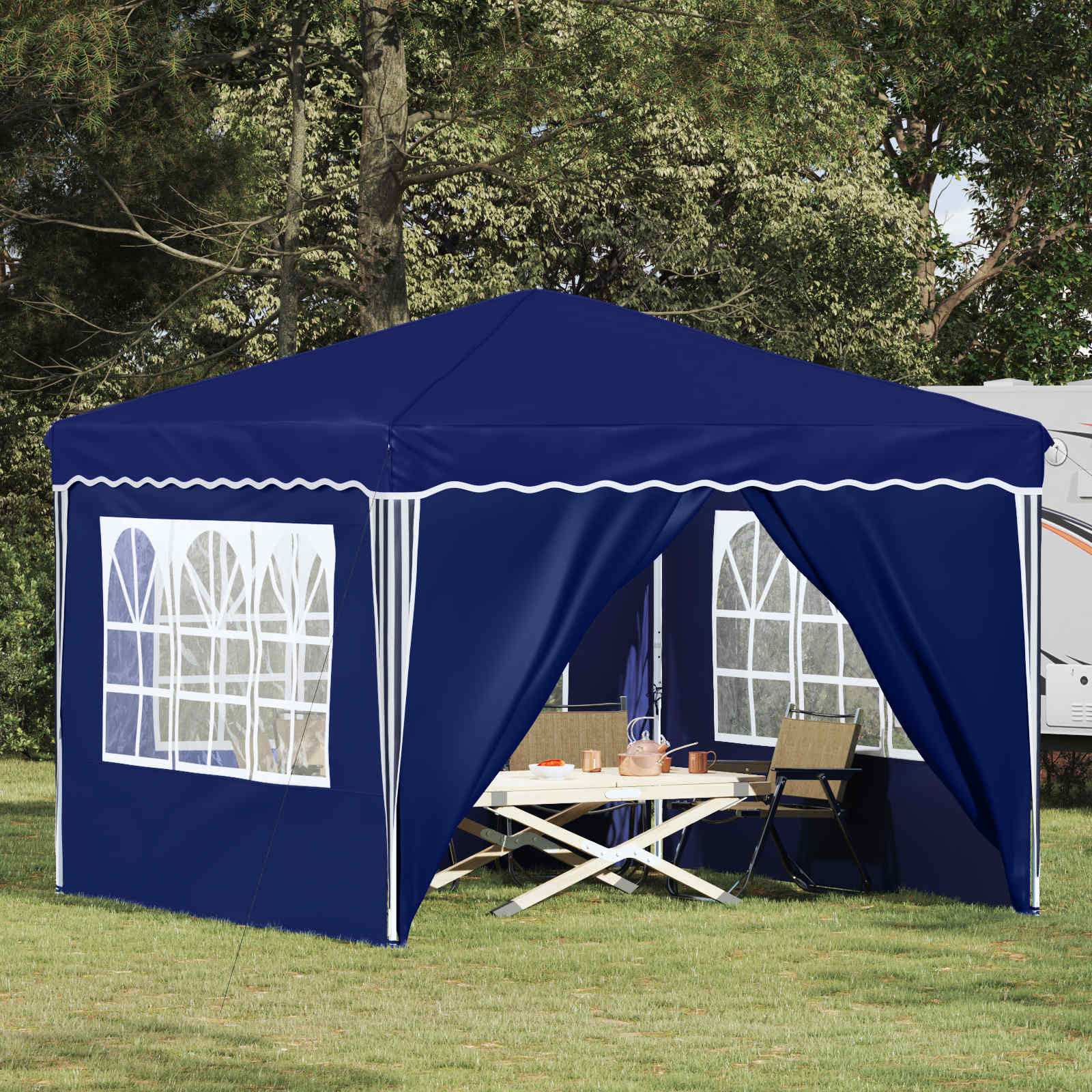 vidaXL Pop-up Partyzelt 288 x 288 x 245 cm Blau Oxford-Stoff