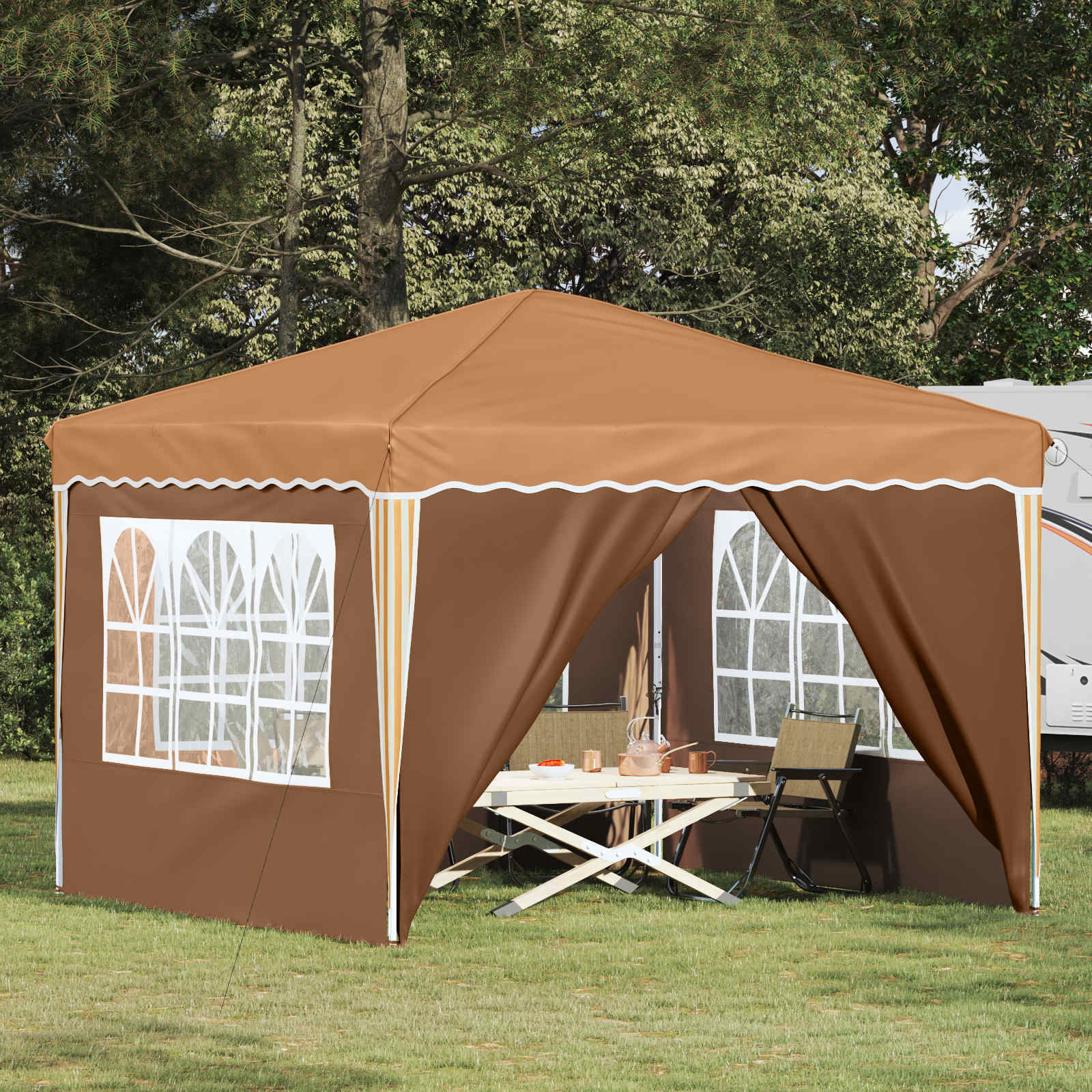 vidaXL Pop-up Partyzelt 288 x 288 x 245 cm Beige Oxford-Stoff