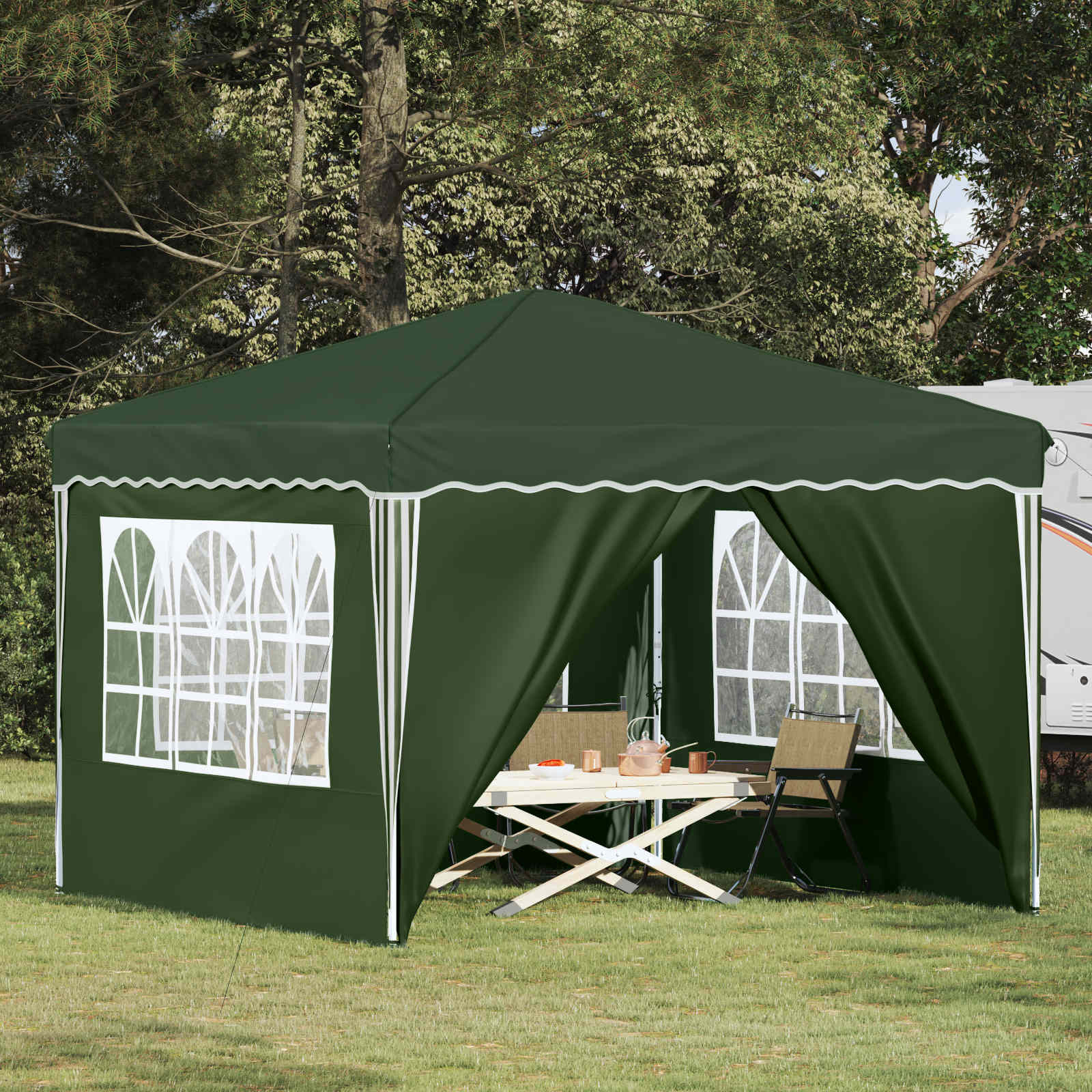 vidaXL Pop-up Partyzelt 288 x 288 x 245 cm Grün Oxford-Stoff