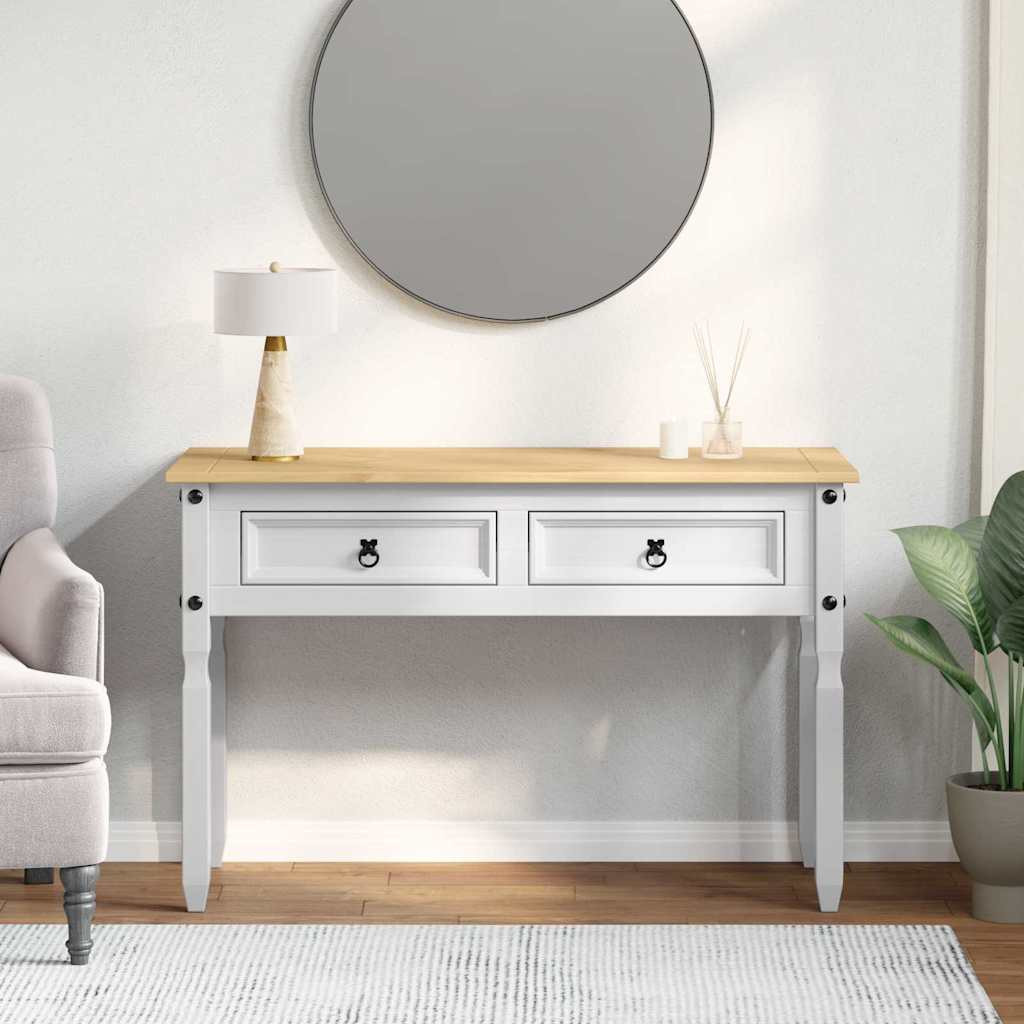 vidaXL Beistelltisch Corona Weiß 115 x 46 x 73 cm Massives Kiefernholz