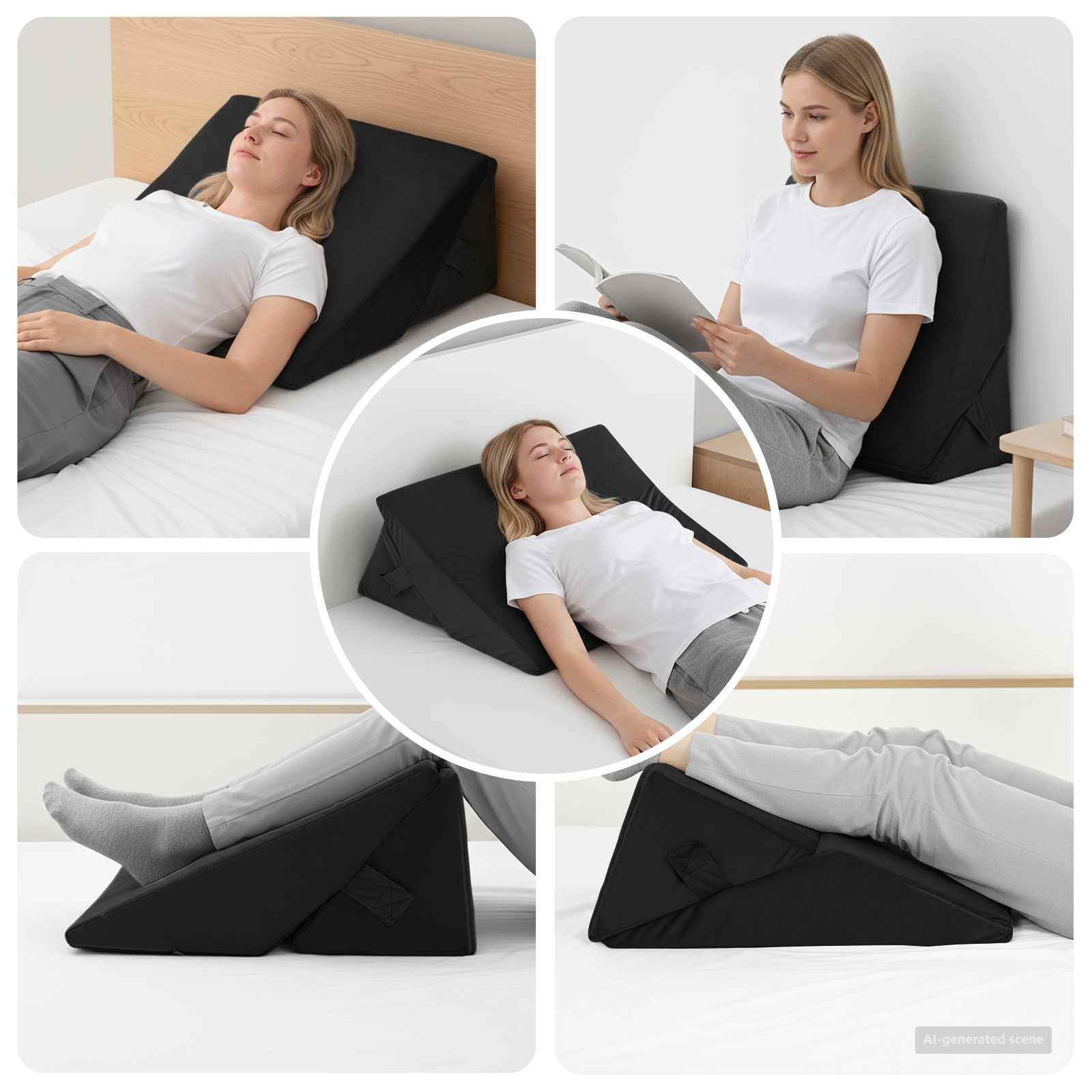 vidaXL Keil Kopfkissen Schwarz 55 x 55 x 26 cm Viscoschaum