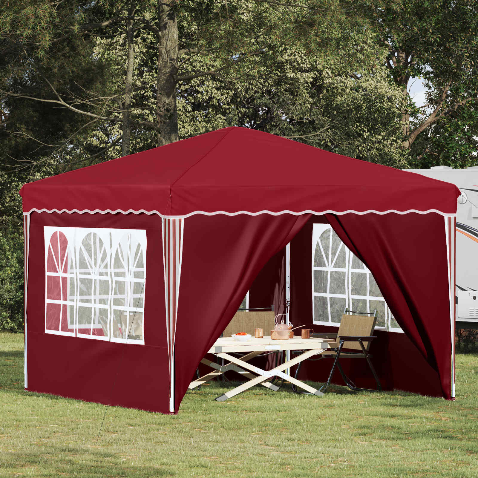 vidaXL Pop-up Partyzelt 288 x 288 x 245 cm Bordeauxrot Oxford-Stoff