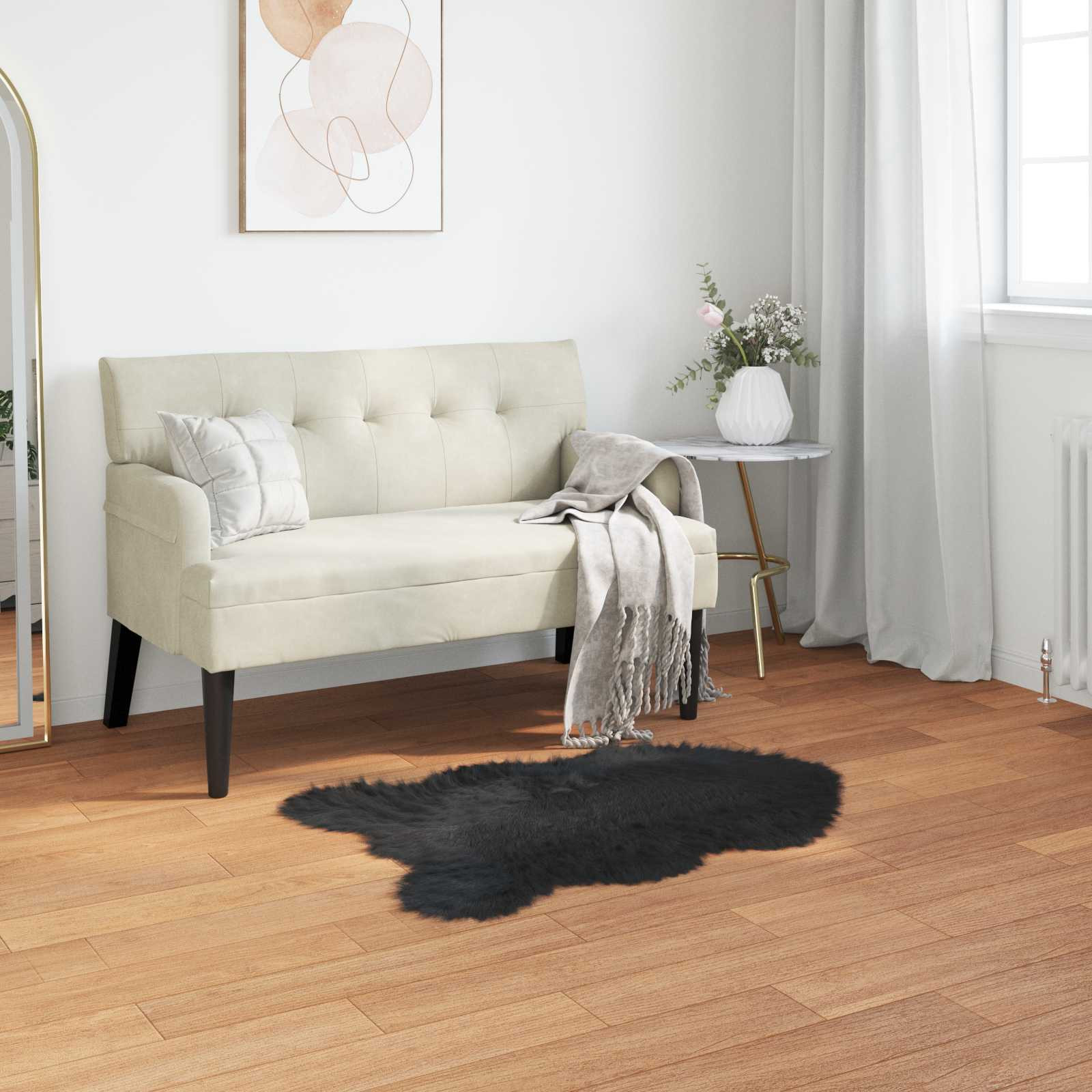 vidaXL Teppich aus Kunstschaffell TAFALLA Schwarz 80 x 120 cm