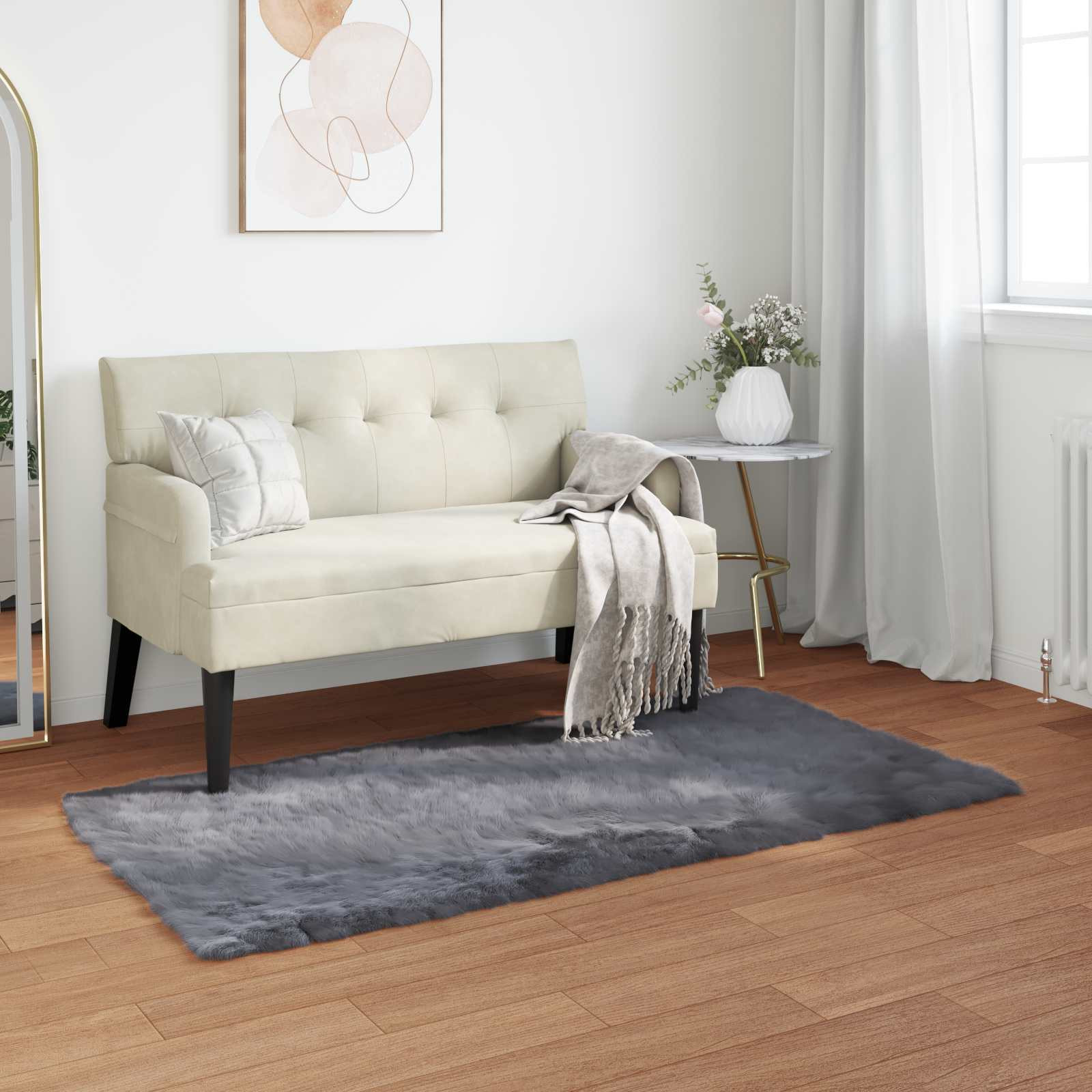 vidaXL Teppich aus Kunstschaffell TAFALLA Anthrazit 60 x 110 cm