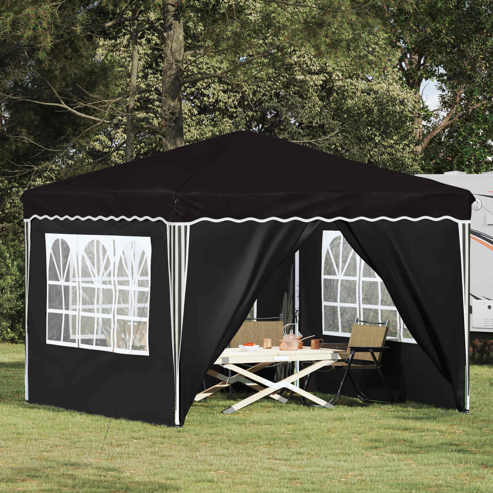 vidaXL Pop-up Partyzelt 288 x 288 x 245 cm Schwarz Oxford-Stoff